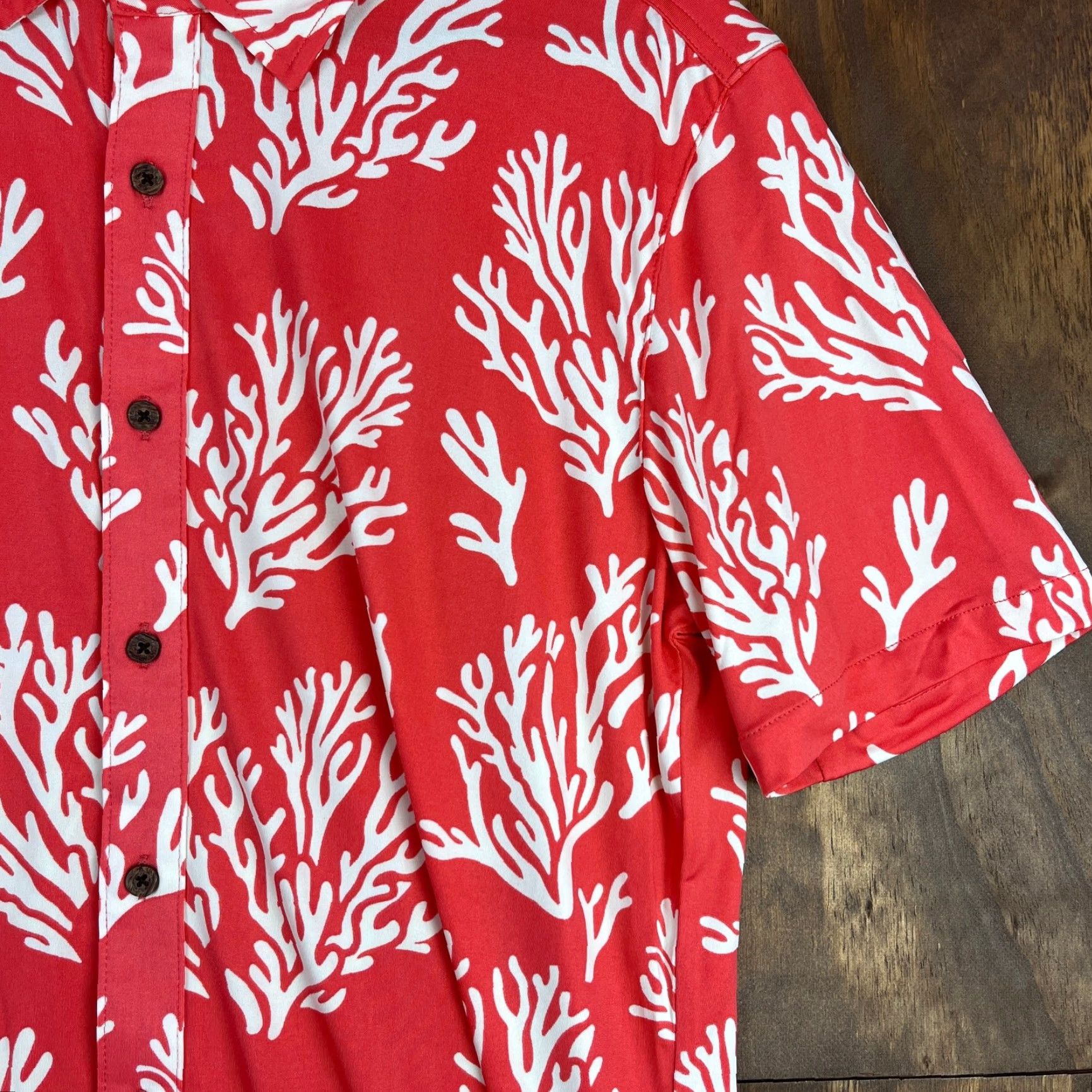 Vintage Margaritaville Mens Shirt Button-Down Small UPF +50 Short Sleeve Floral Reef Pattern Nylon Spandex Breathable Quick Dry Vented Beachwear Casual Travel Size US S / EU 44-46 / 1 - 5 Thumbnail