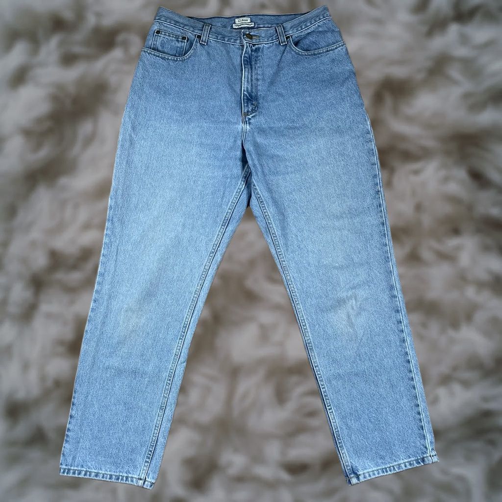 Vintage VINTAGE LL Bean Original Fit Relaxed Blue Wash Denim Long Jeans Womens 14 100% Cotton Size 36" / US 14 / IT 50 - 1 Thumbnail