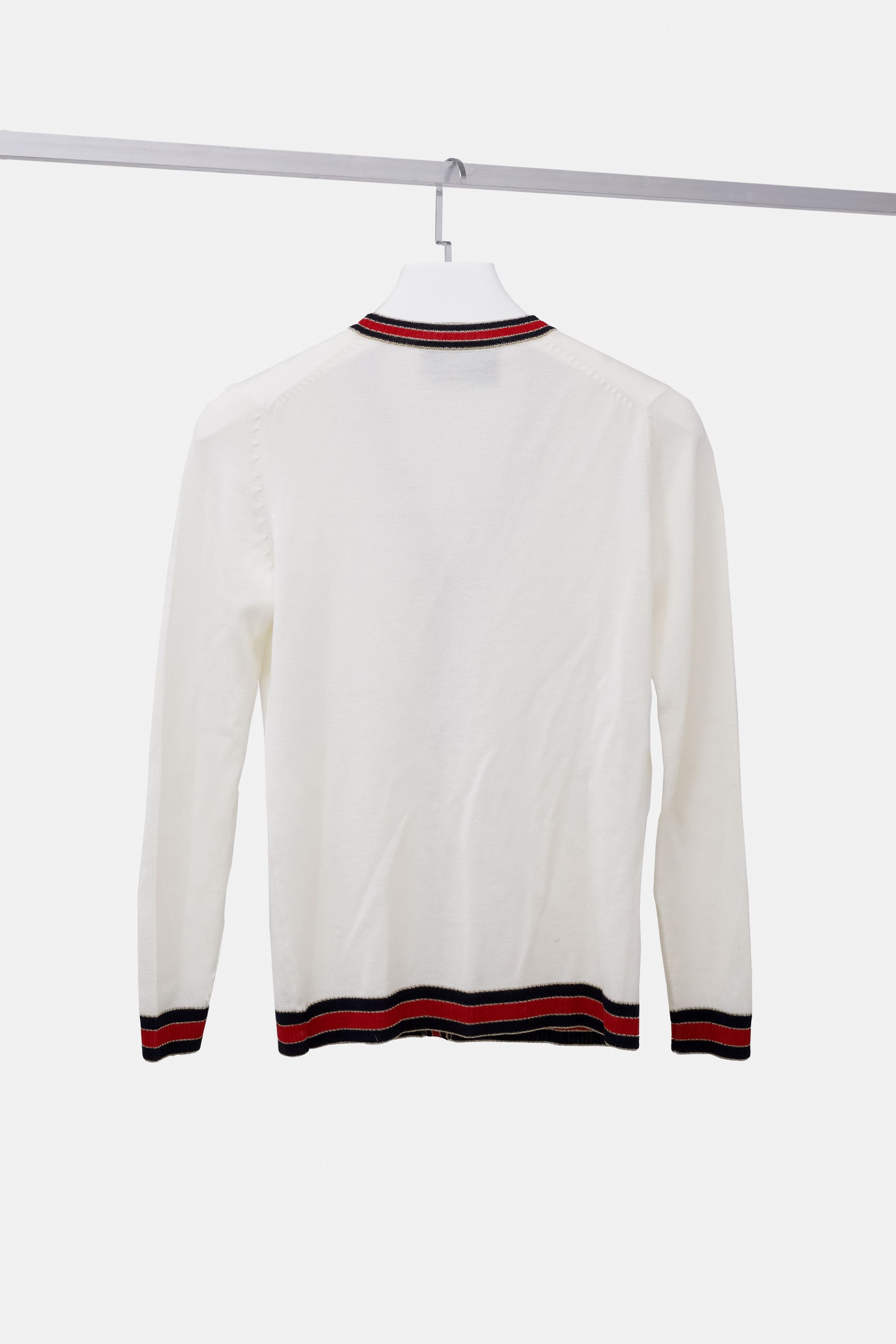 Gucci Cream Knit Pearl Cardigan