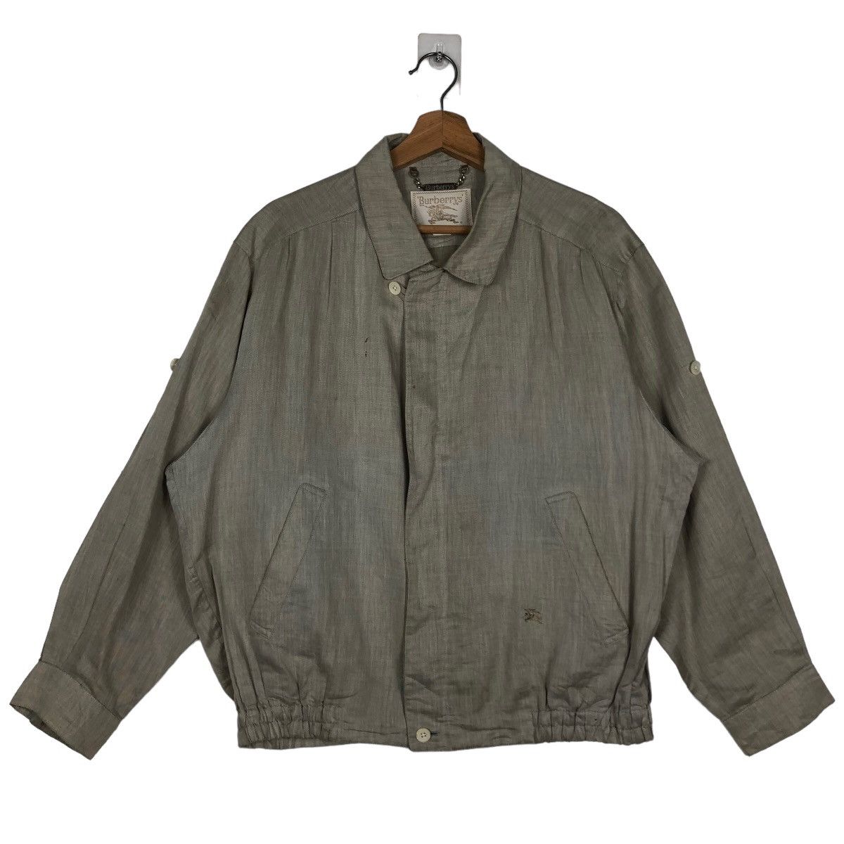 Burberry 🔥Vintage Fly Bomber Jacket Burberrys Herringbone Size US L / EU 52-54 / 3 - 1 Thumbnail
