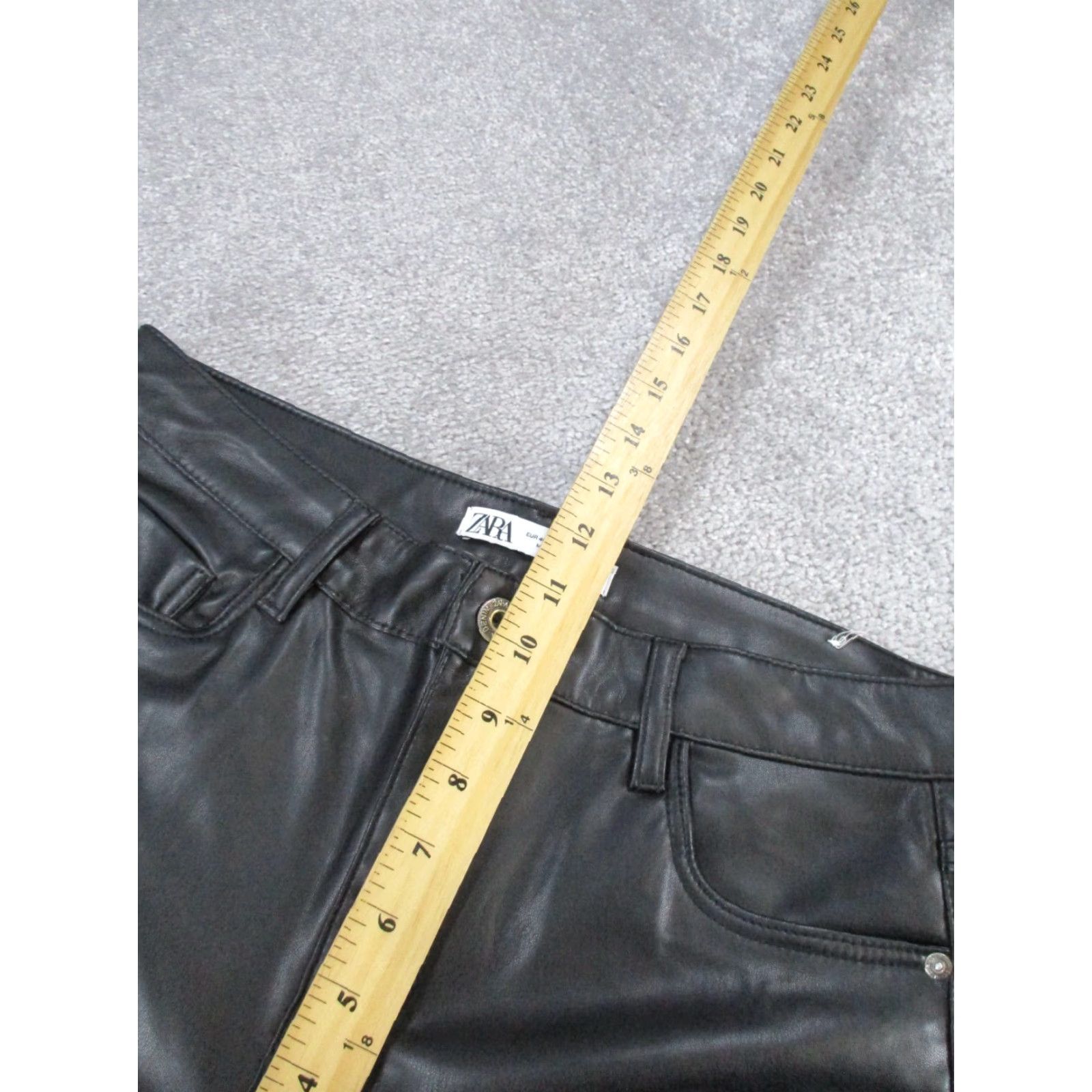 Zara Zara Pants Womens 8 Black Faux Leather Straight Leg Dress Pants Mens? (Wait) Size 30" / US 8 / IT 44 - 6 Thumbnail