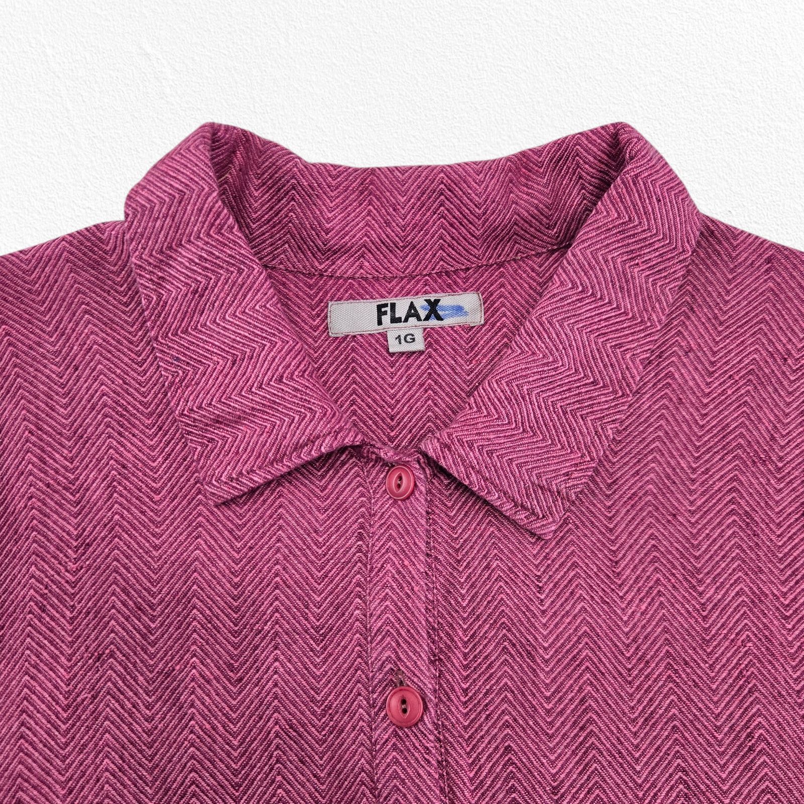 FLAX Y2K Vintage FLAX Linen Herringbone Shirt Size XL Size XL / US 12-14 / IT 48-50 - 4 Thumbnail