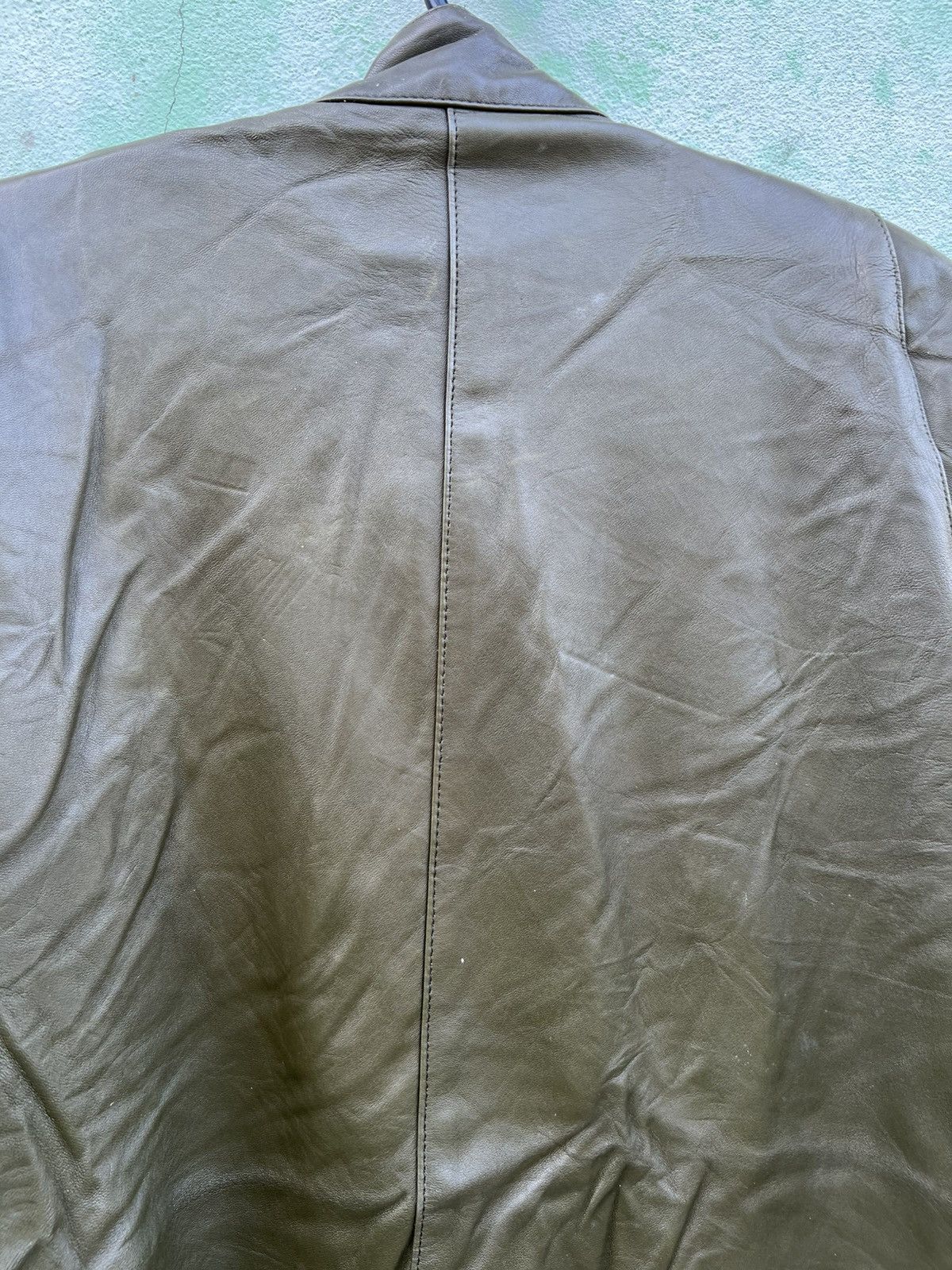 Japanese Brand Vintage Marie Claire Paris Pleated Leather Jacket OliveGreen Size US L / EU 52-54 / 3 - 10 Thumbnail