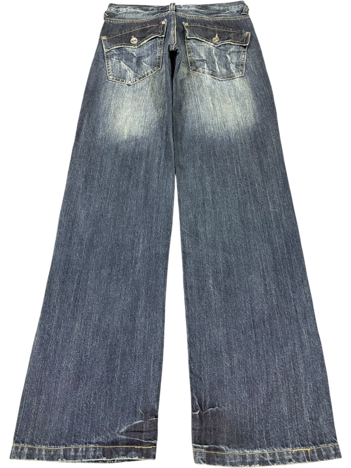 Japanese Brand Vintage Nylaus Faded Wash Multi Pocket Loose Baggy Jeans Size US 31 - 2 Thumbnail