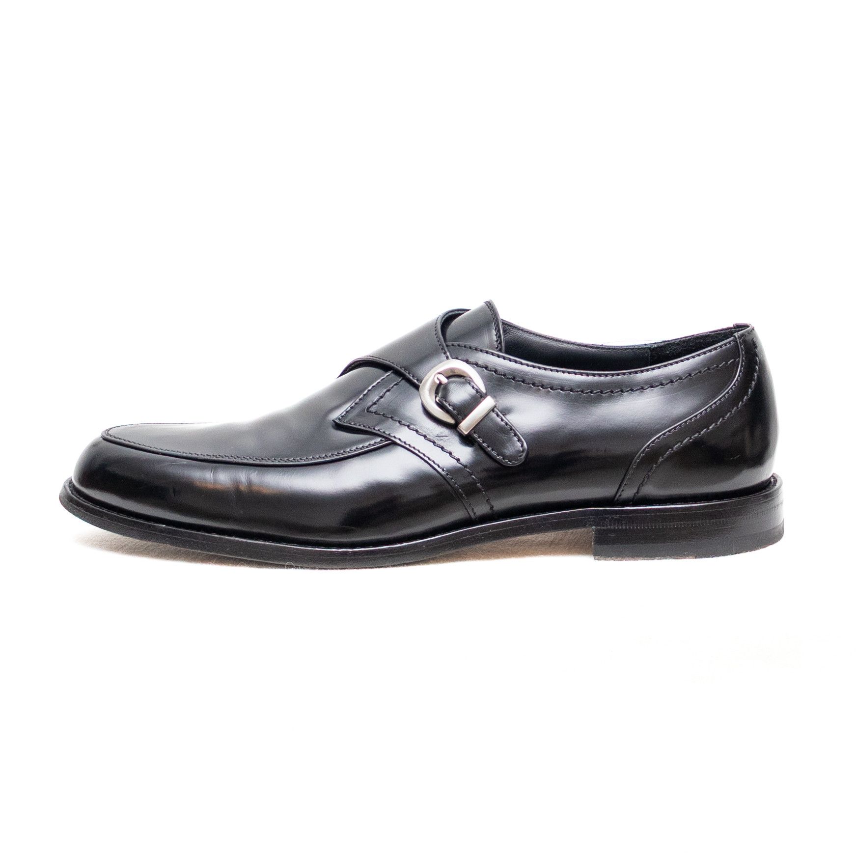 ALESSANDRO VASINI Alessandro Vasini Men’s Black Leather Monk Strap Shoes US 8 Size US 8 / EU 41 - 2 Thumbnail