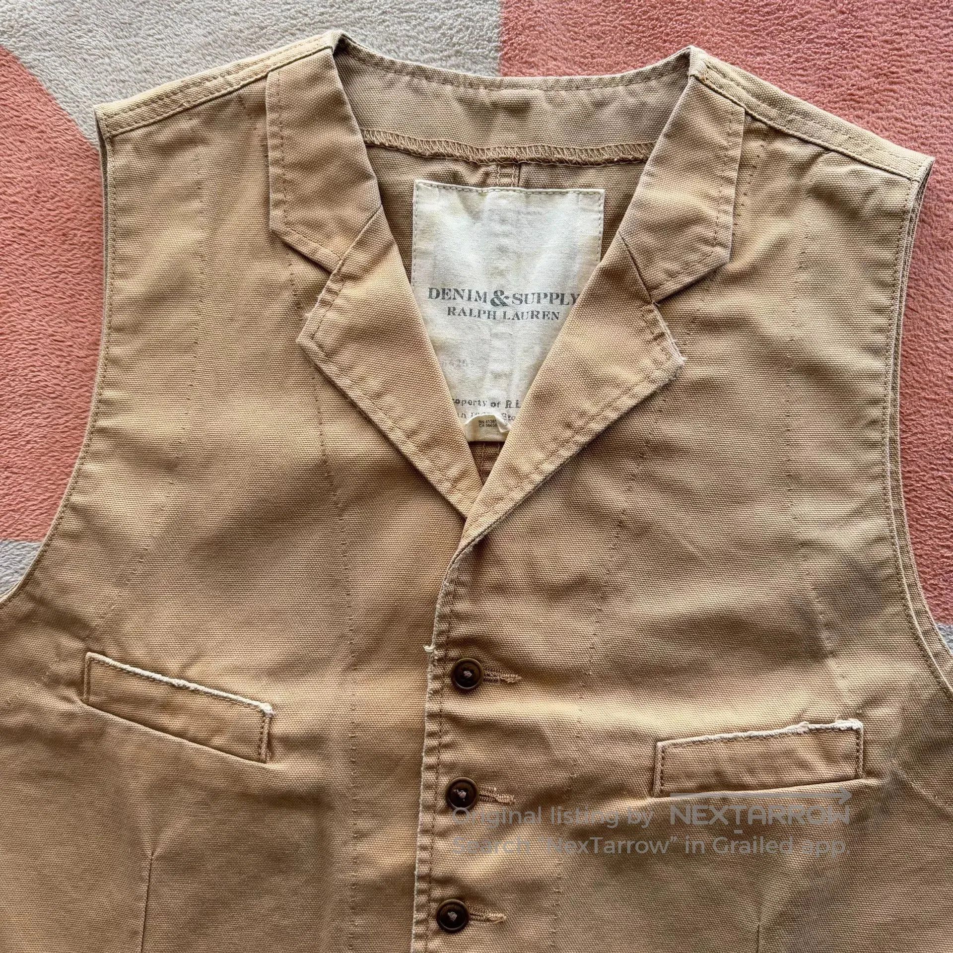 Denim & Supply Ralph Lauren Ralph Lauren Denim Supply Distressed Canvas Vest. Size US L / EU 52-54 / 3 - 3 Thumbnail