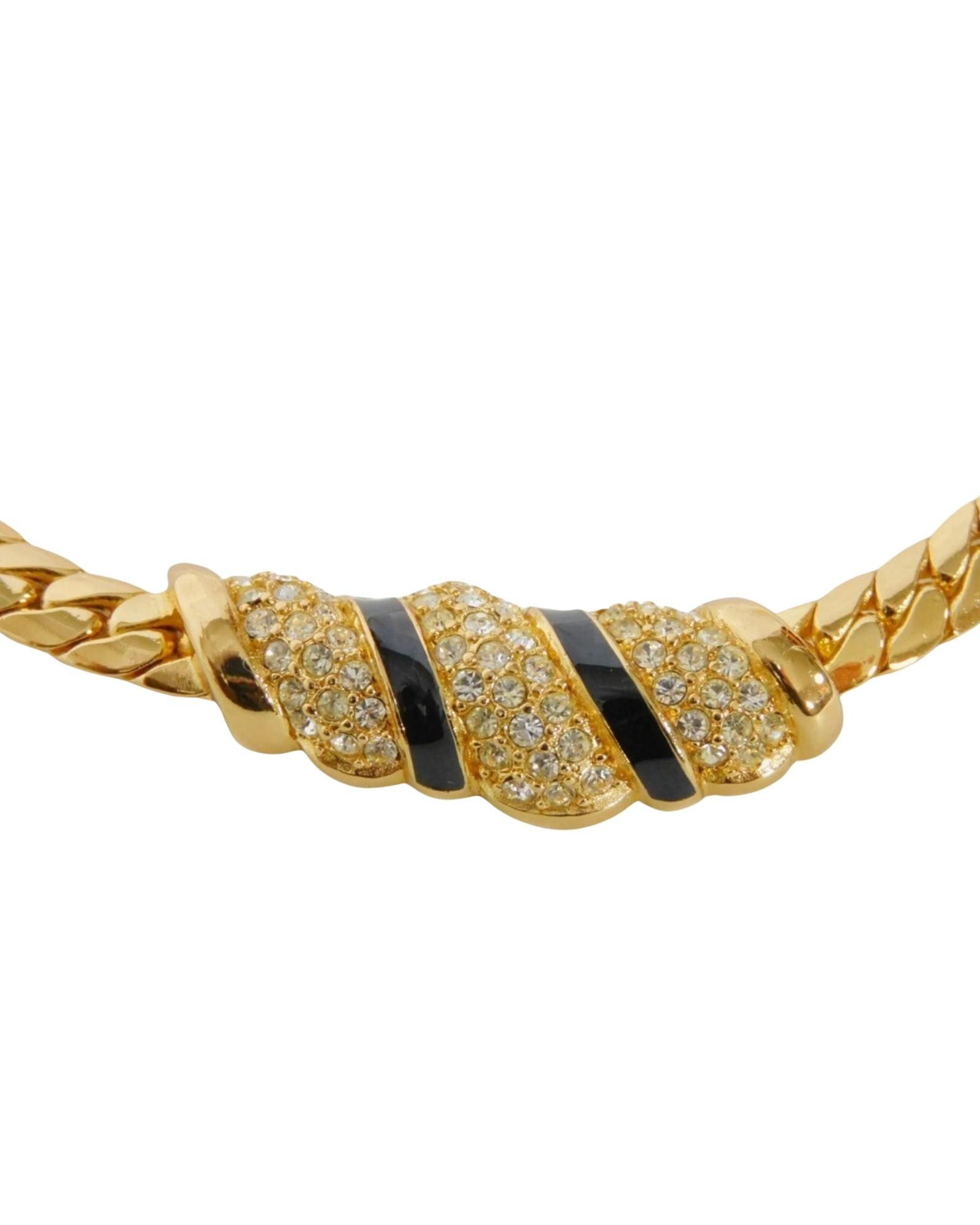 image of Dior Enamel And Rhinestone Gold Plated Necklace For Women