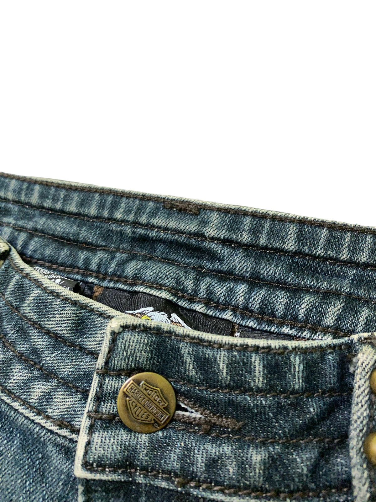 Harley Davidson Flared HARLEY DAVIDSON Leather Boot Cut Denim Jeans Size US 29 - 10 Thumbnail
