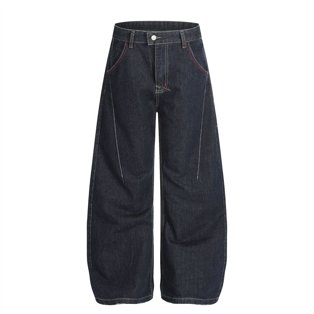 High street men's trendy loose wide-leg scimitar jeans