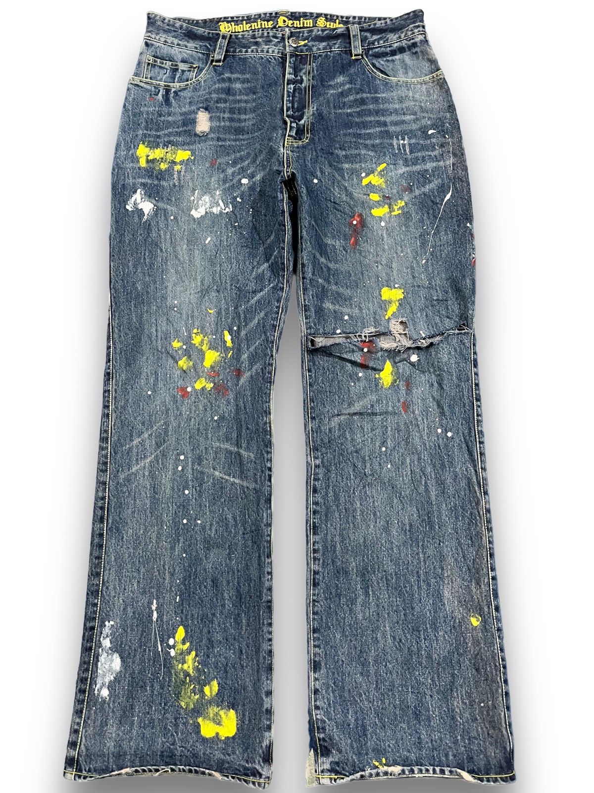 POST ARCHIVE FACTION (PAF) Vintage Wholenine Denim Style Splatter jeans Size US 36 / EU 52 - 1 Thumbnail
