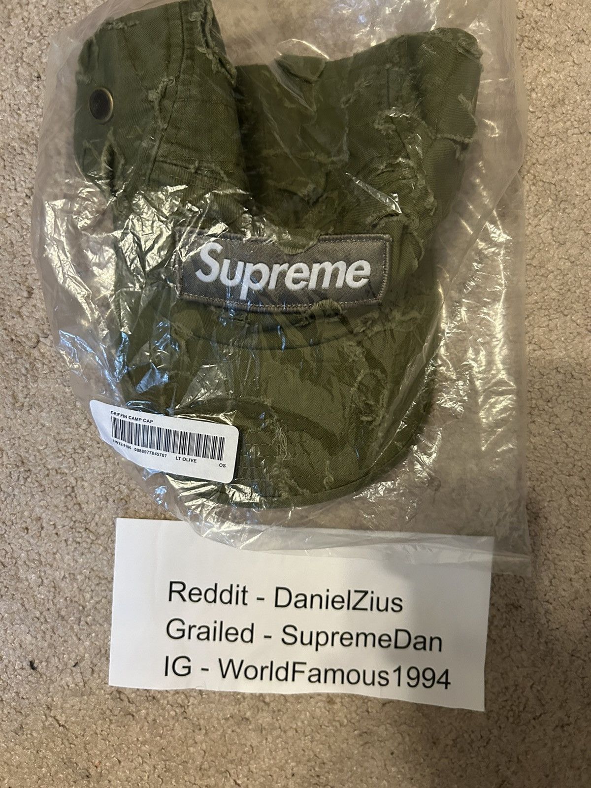 Supreme Supreme x Griffin Camp Cap 'Light Olive' Size ONE SIZE - 3 Thumbnail
