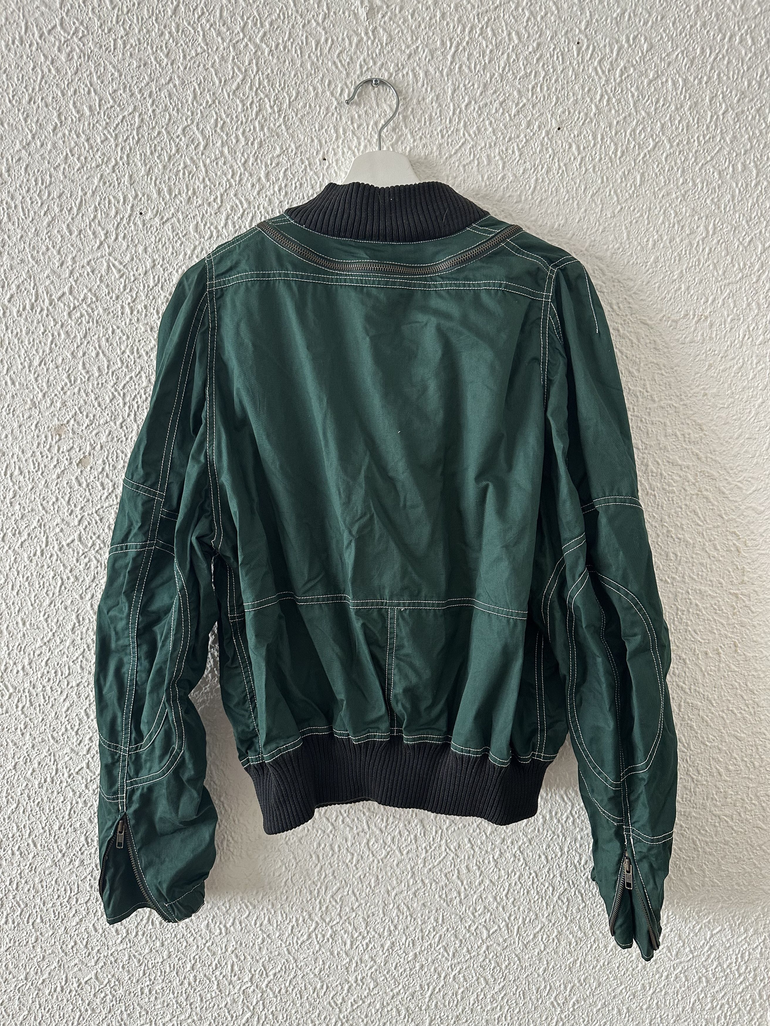 Walter Van Beirendonck 🧥 By Walter Green Bomber Jacket White Stitching — Archive Size US L / EU 52-54 / 3 - 2 Thumbnail