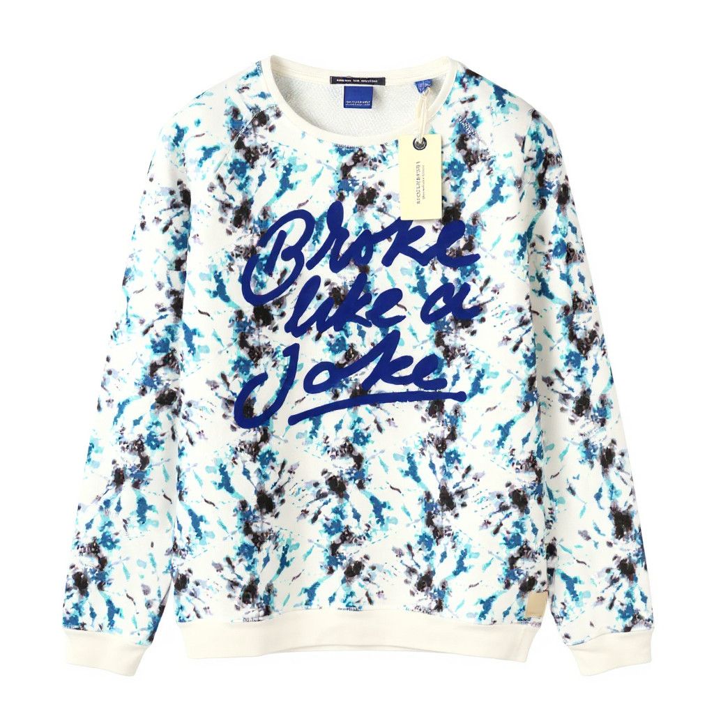 Scotch & Soda M White Patterned Crew Neck Sweatshirt 89044 Size US M / EU 48-50 / 2 - 1 Thumbnail