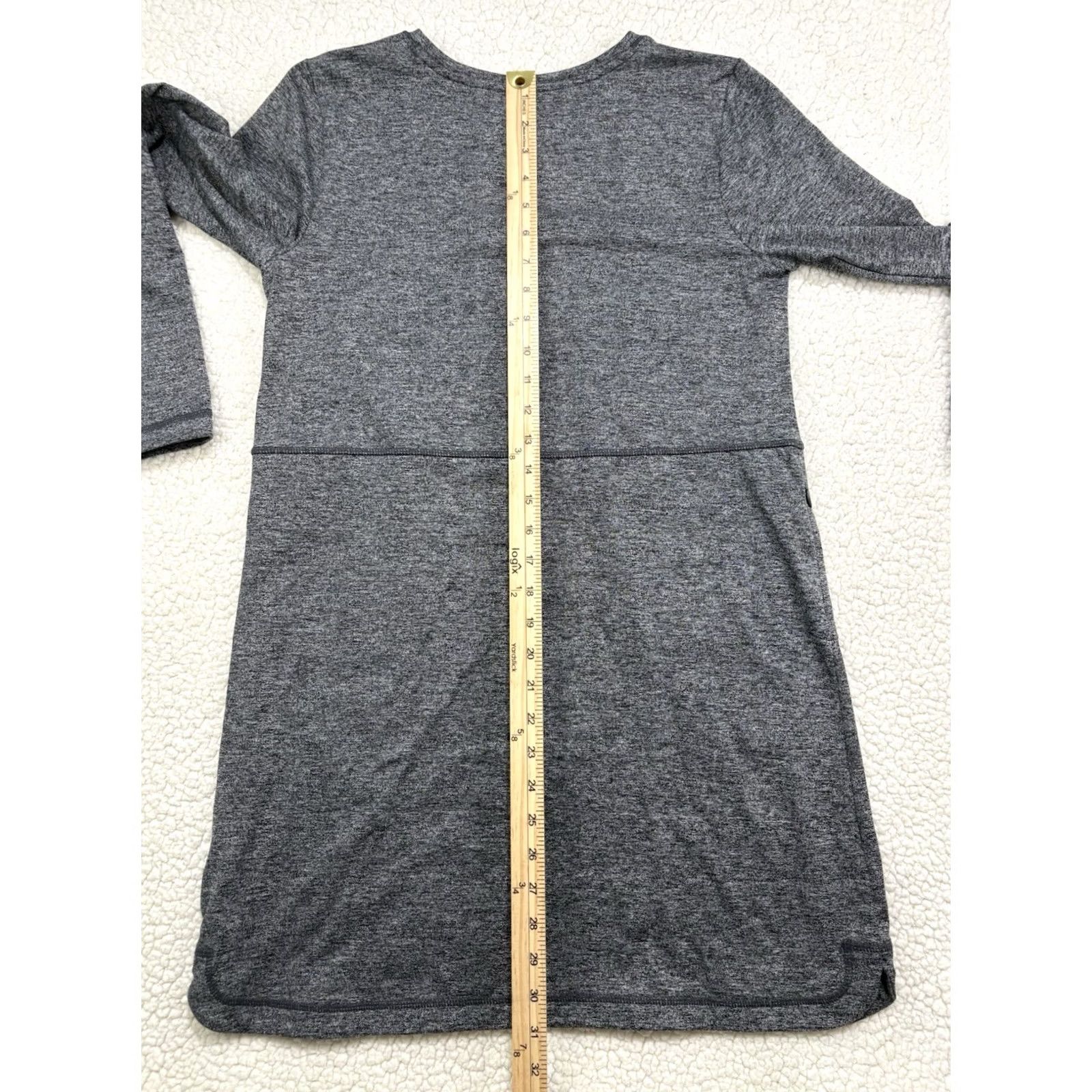 J. Jill J Jill Fit Marled Shirttail Dress Long Sleeve Gray Relaxed Midi Pockets Sz S Petts? Size S / US 4 / IT 40 - 6 Thumbnail