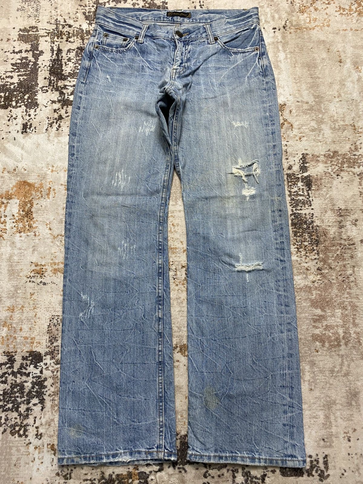Le Grande Bleu (L.G.B.) Rare Baggy Jean With Emroidery Feather💥 Size US 30 / EU 46 - 6 Thumbnail