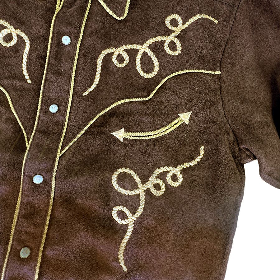 Other Brooks & Dunn Brown Microsuede Shirt w Yellow Rope Trim Size US S / EU 44-46 / 1 - 3 Thumbnail
