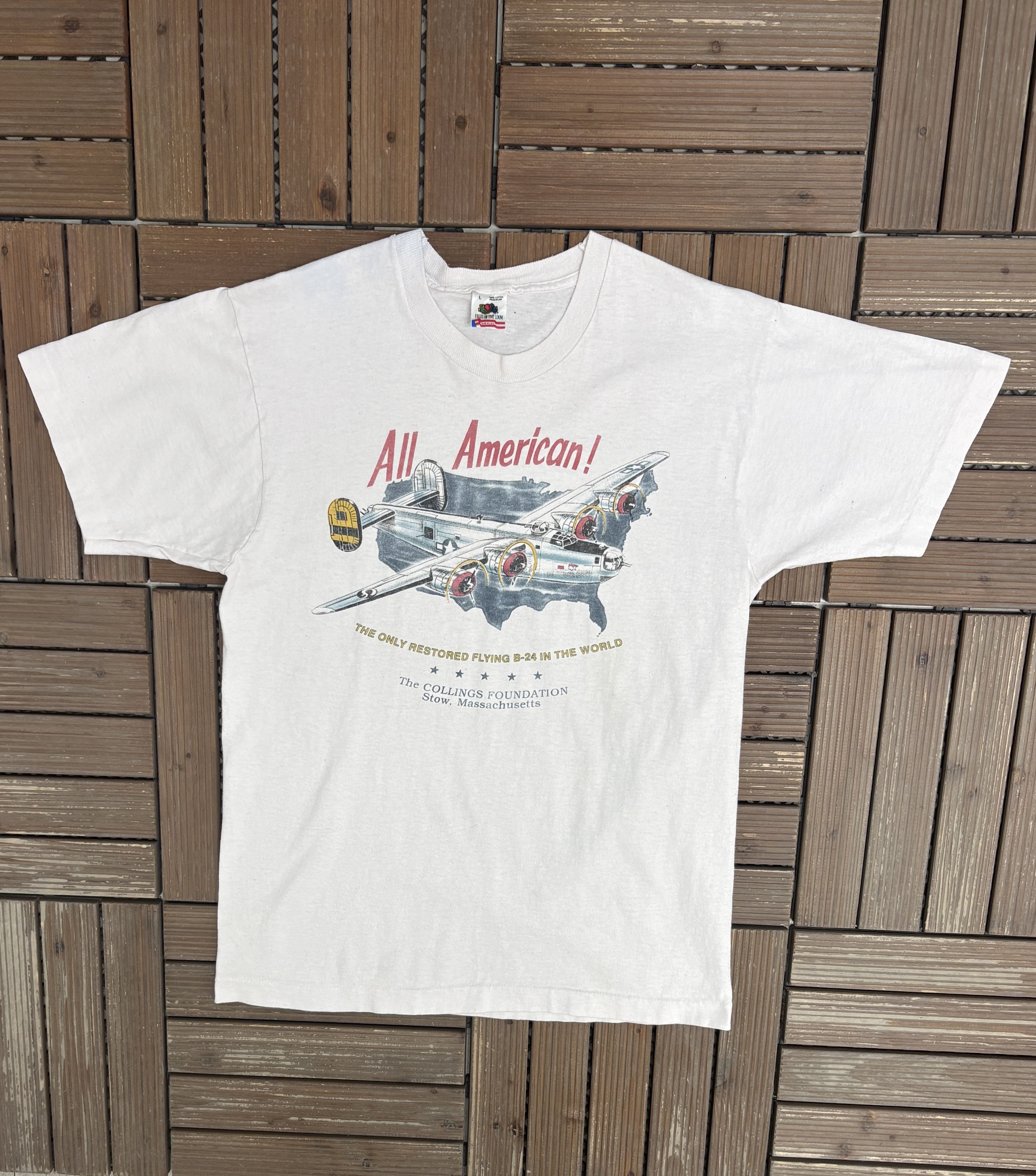 Vintage All American B-24 Vintage White T-Shirt Tee Size US L / EU 52-54 / 3 - 1 Thumbnail