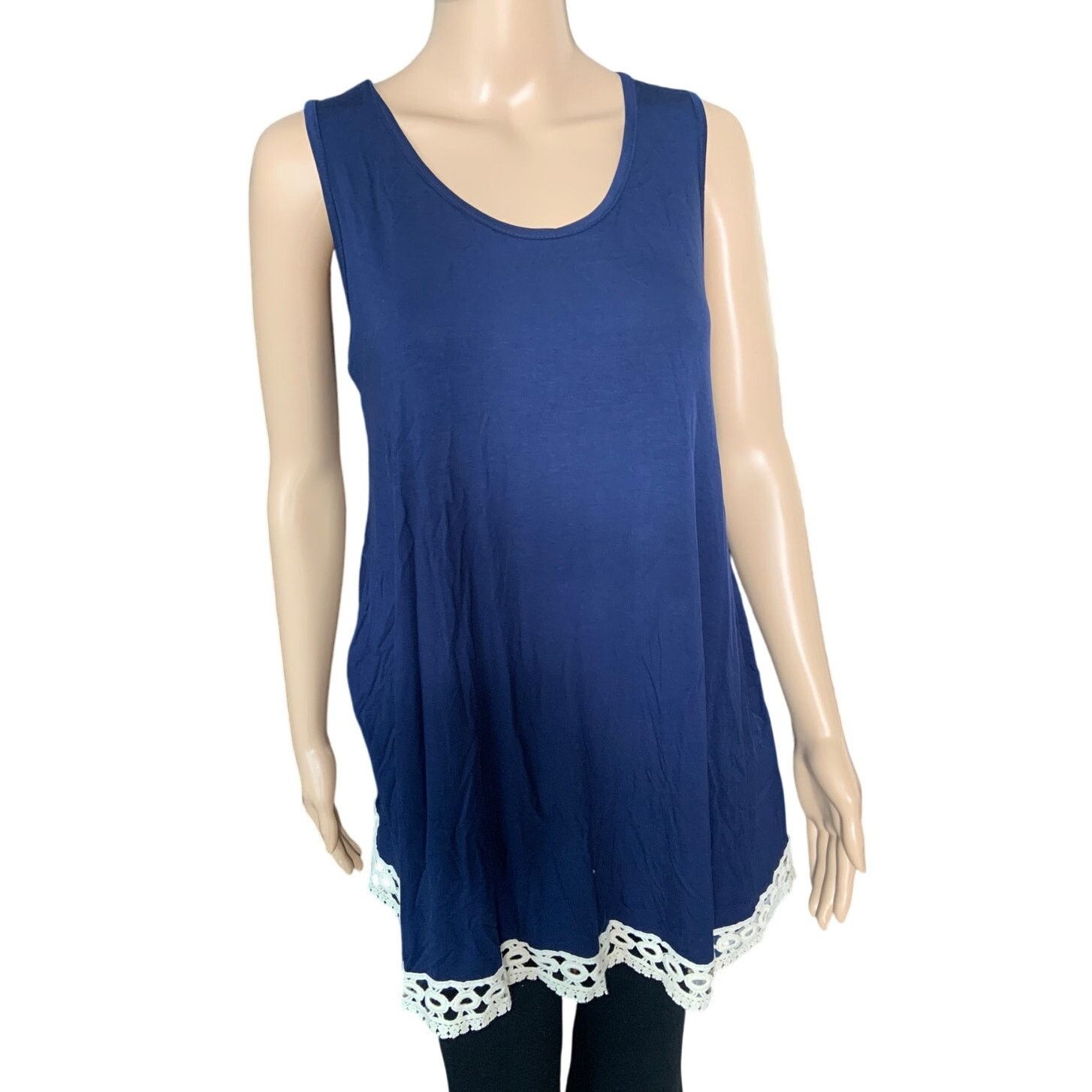 Other Pink Blush Women's Small Tunic Top Tank Blue Ivory Lace NEW Size S / US 4 / IT 40 - 1 Thumbnail