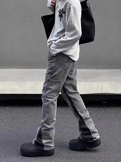 Japanese Brand × Jean Retro splashed-in micro-flare washed distressed jeans Size US 33 - 2 Thumbnail