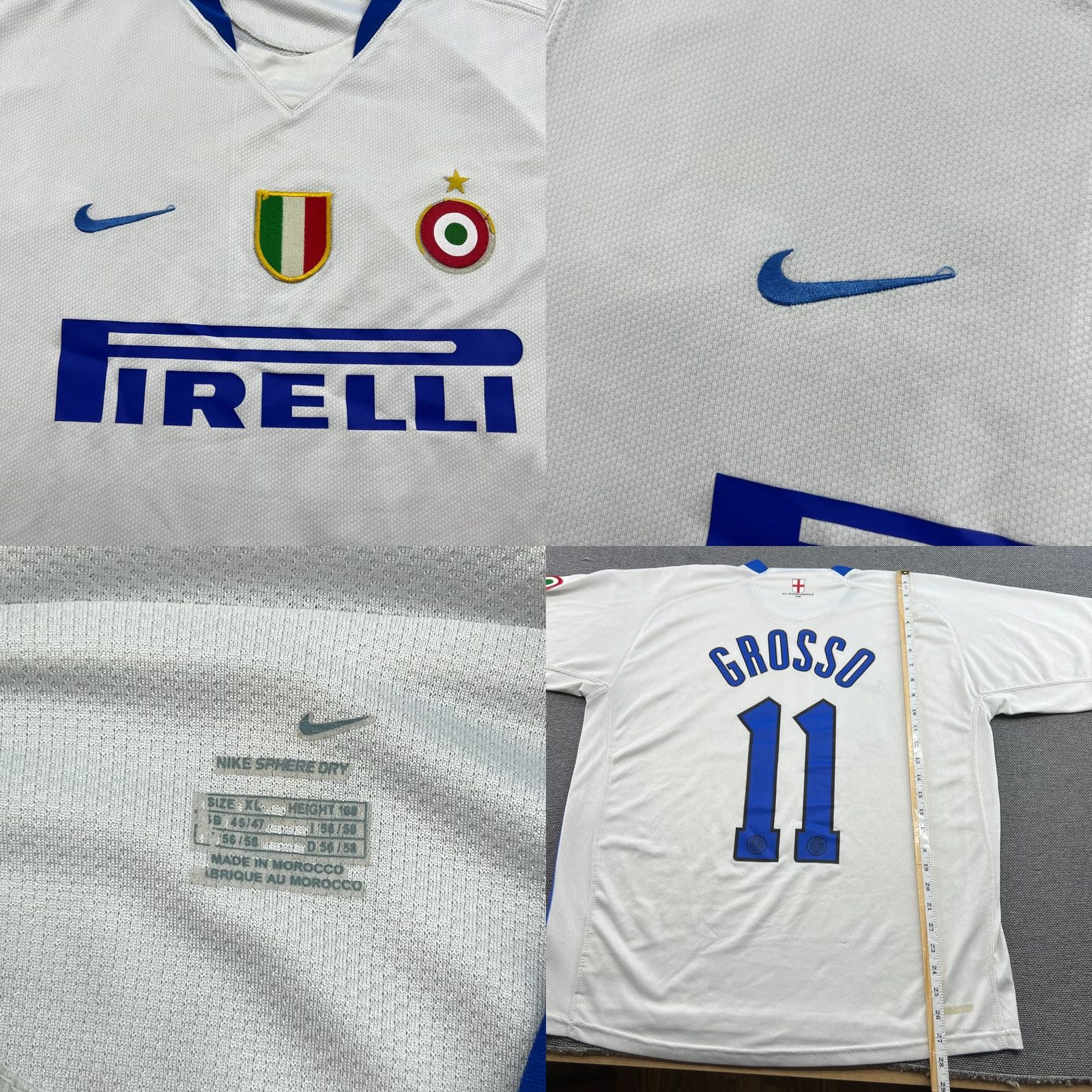 Nike INTER MILAN 2006 2007 Away Fabio Grosso Football Jersey Mens XL Nike White Shirt Size US XL / EU 56 / 4 - 9 Thumbnail
