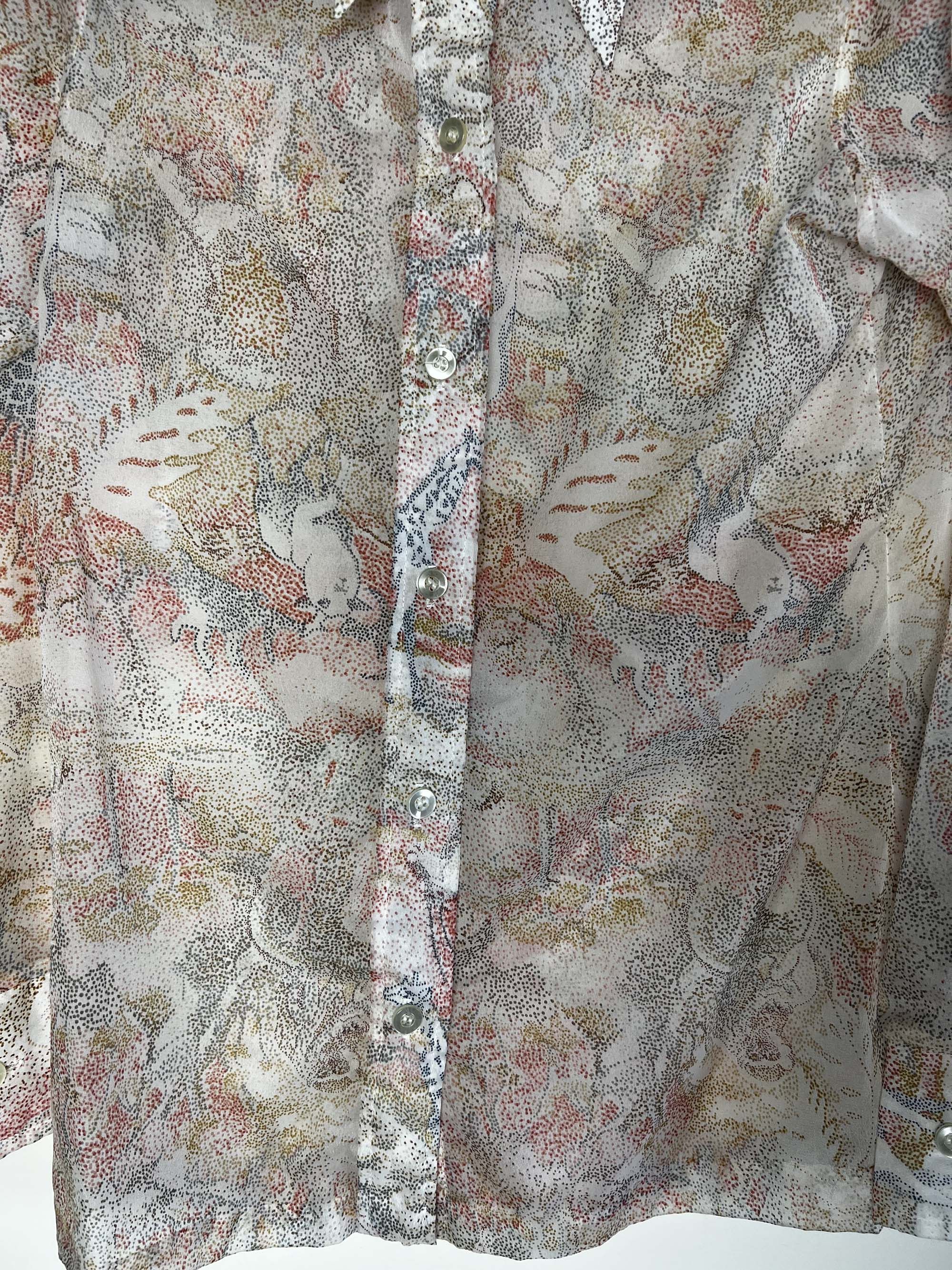 Vintage Vintage 1960's Shapely Sheer Animal Art Button Up Shirt Size M / US 6-8 / IT 42-44 - 2 Thumbnail