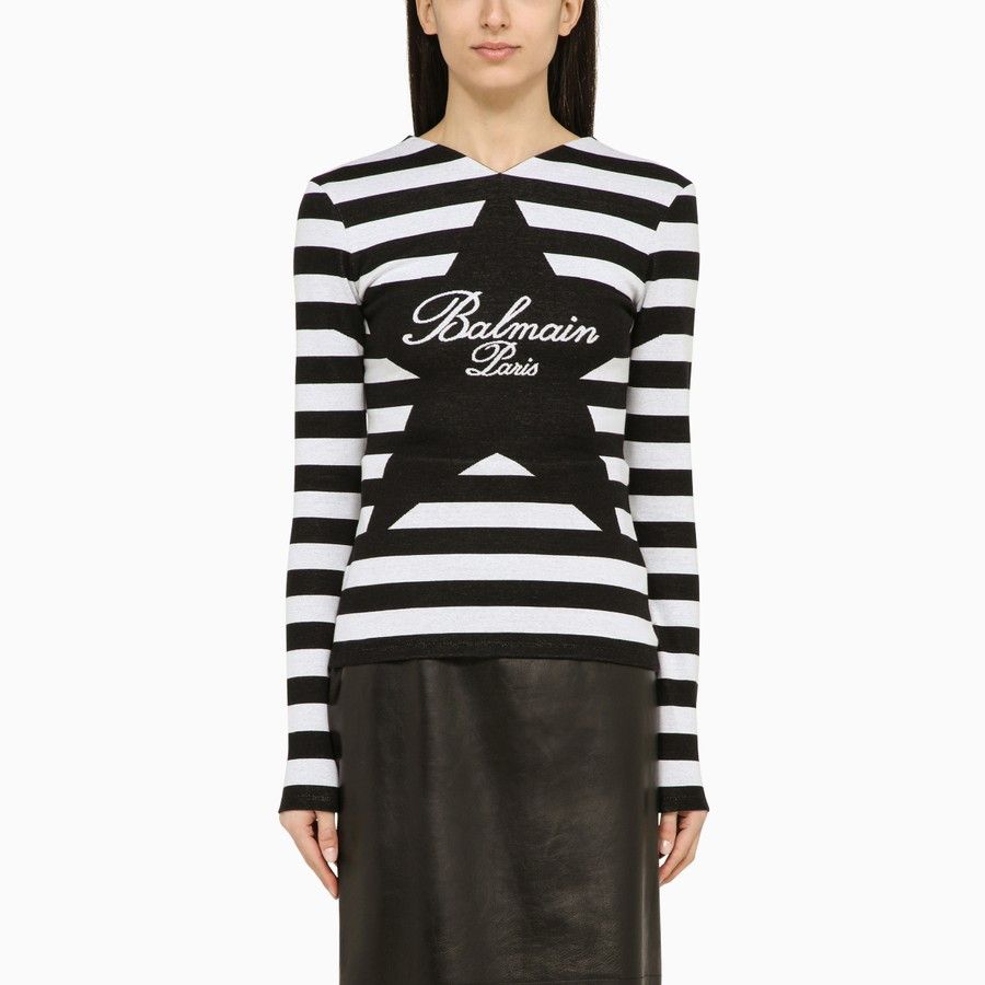 image of Balmain O1D2Blof0124 Shirt In Black White, Women's (Size XS)