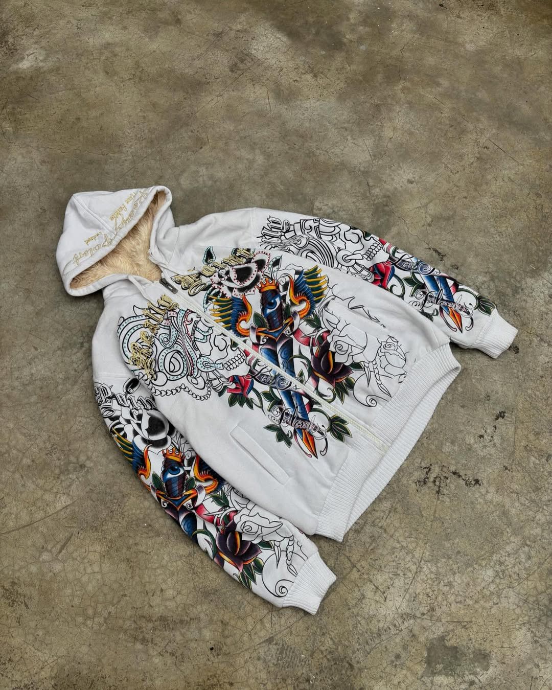 Japanese Brand × Vintage Y2k Ed Hardy Real Point 90's Embroidered Zipper Hoodie Size US M / EU 48-50 / 2 - 3 Thumbnail
