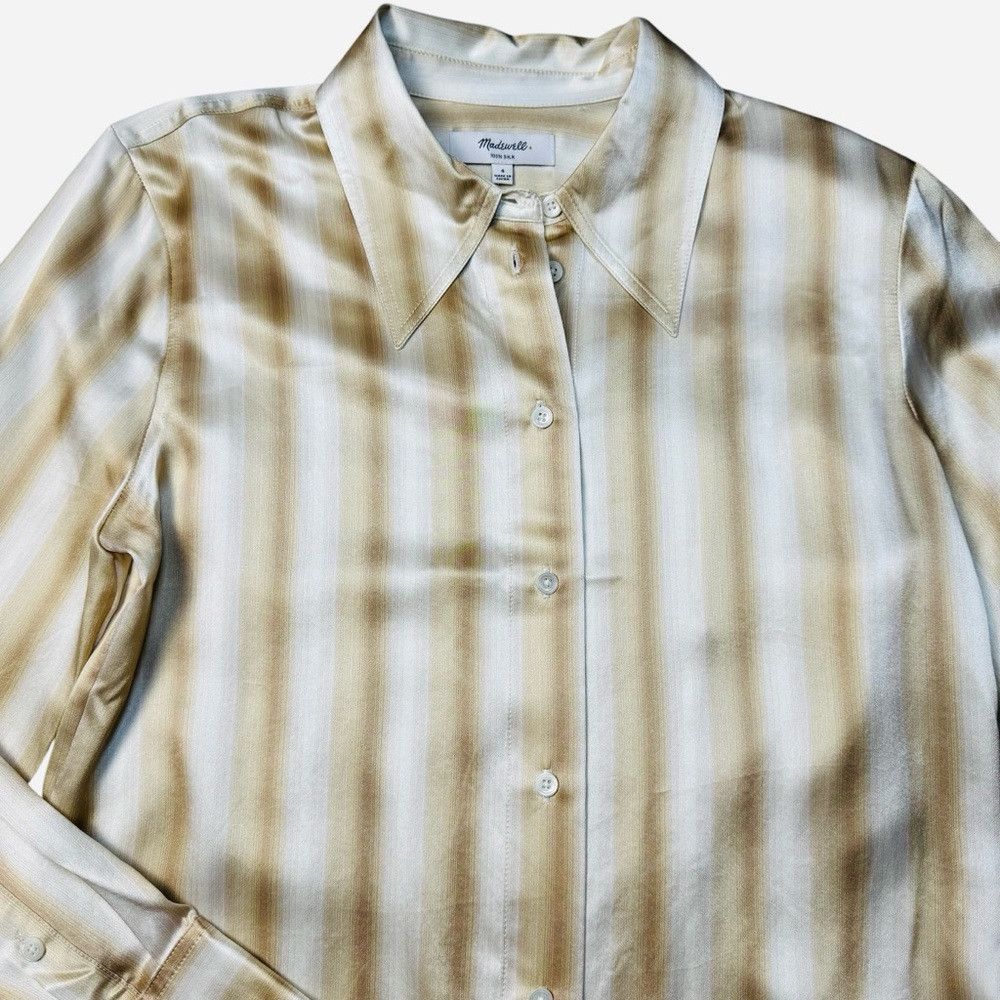 Madewell NWT New Madewell 100% Silk Slim Button Up Stripe Long Sleev Size S / US 4 / IT 40 - 6 Thumbnail