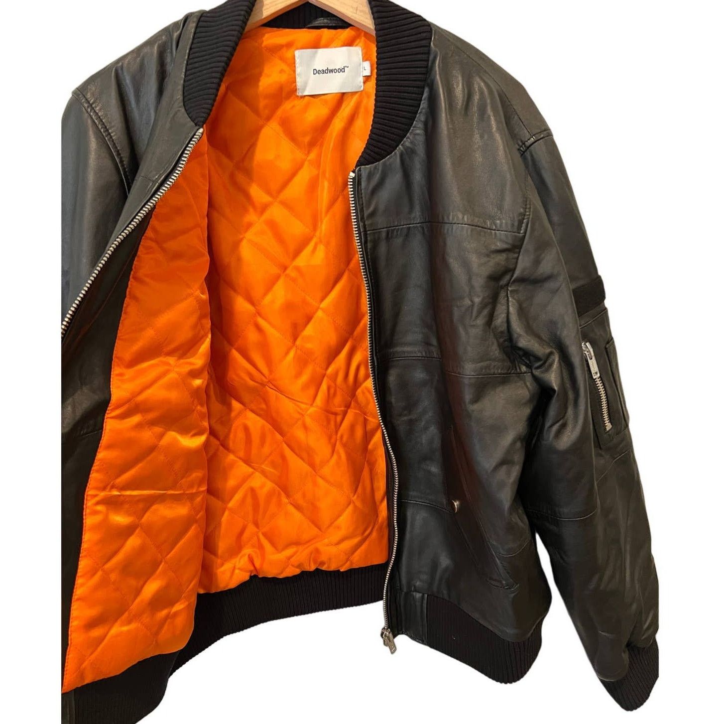 Deadwood Deadwood Recycled Lambskin Leather Bomber Jacket Size Large Size L / US 10 / IT 46 - 8 Thumbnail