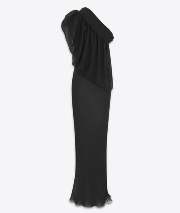 Saint Laurent Paris o1bcso1str1125 Draped One Shoulder Dress in Black Size XS / US 0-2 / IT 36-38 - 2 Thumbnail