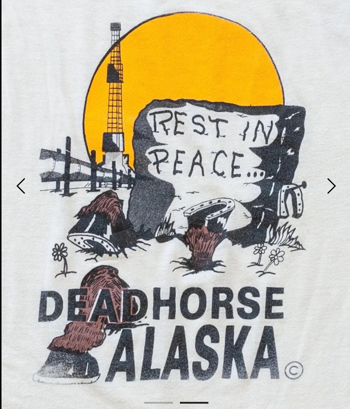 Unsound Rags × Vintage Vintage SINGLE STITCHED "DEAD HORSE ALASKA" TEE - 1980S Size US L / EU 52-54 / 3 - 2 Thumbnail