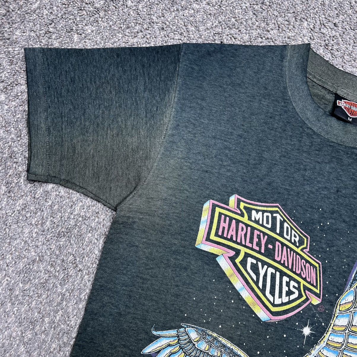 Harley Davidson Vintage 1990s Harley Davidson Chrome Eagle Neon Logo T-Shirt Size US M / EU 48-50 / 2 - 8 Thumbnail