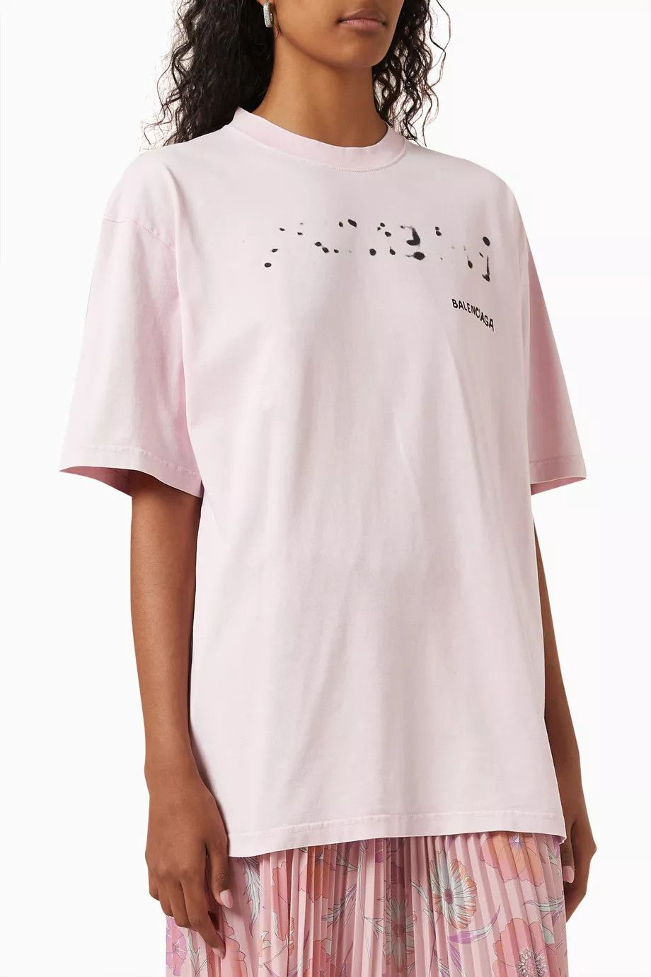 Balenciaga o1srvl11e0325 Hand-Drawn T-Shirt Large Fit in Light Pink Size XL / US 12-14 / IT 48-50 - 3 Thumbnail