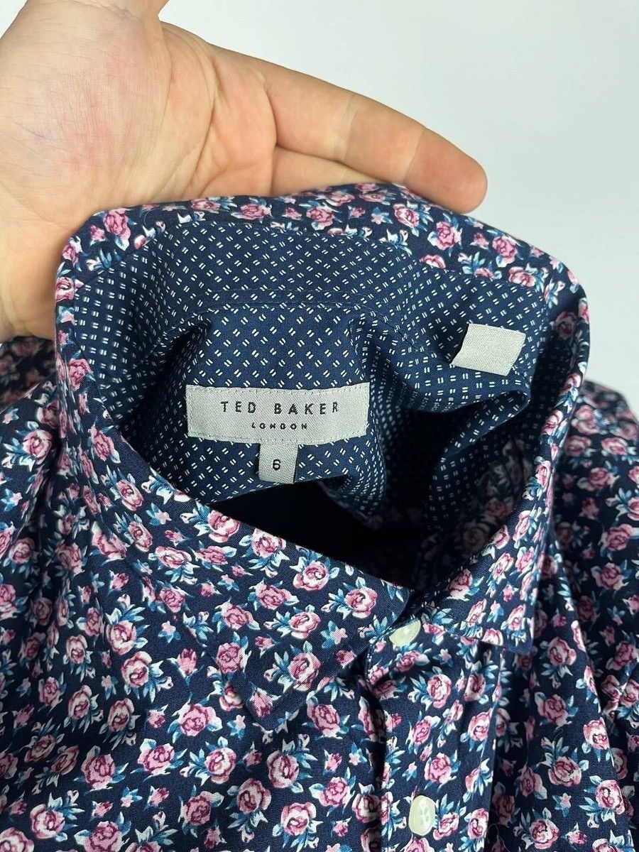 Designer × Ted Baker Ted Baker London Men Long Sleeve Floral Print Size 6 (0309) Size US M / EU 48-50 / 2 - 7 Thumbnail
