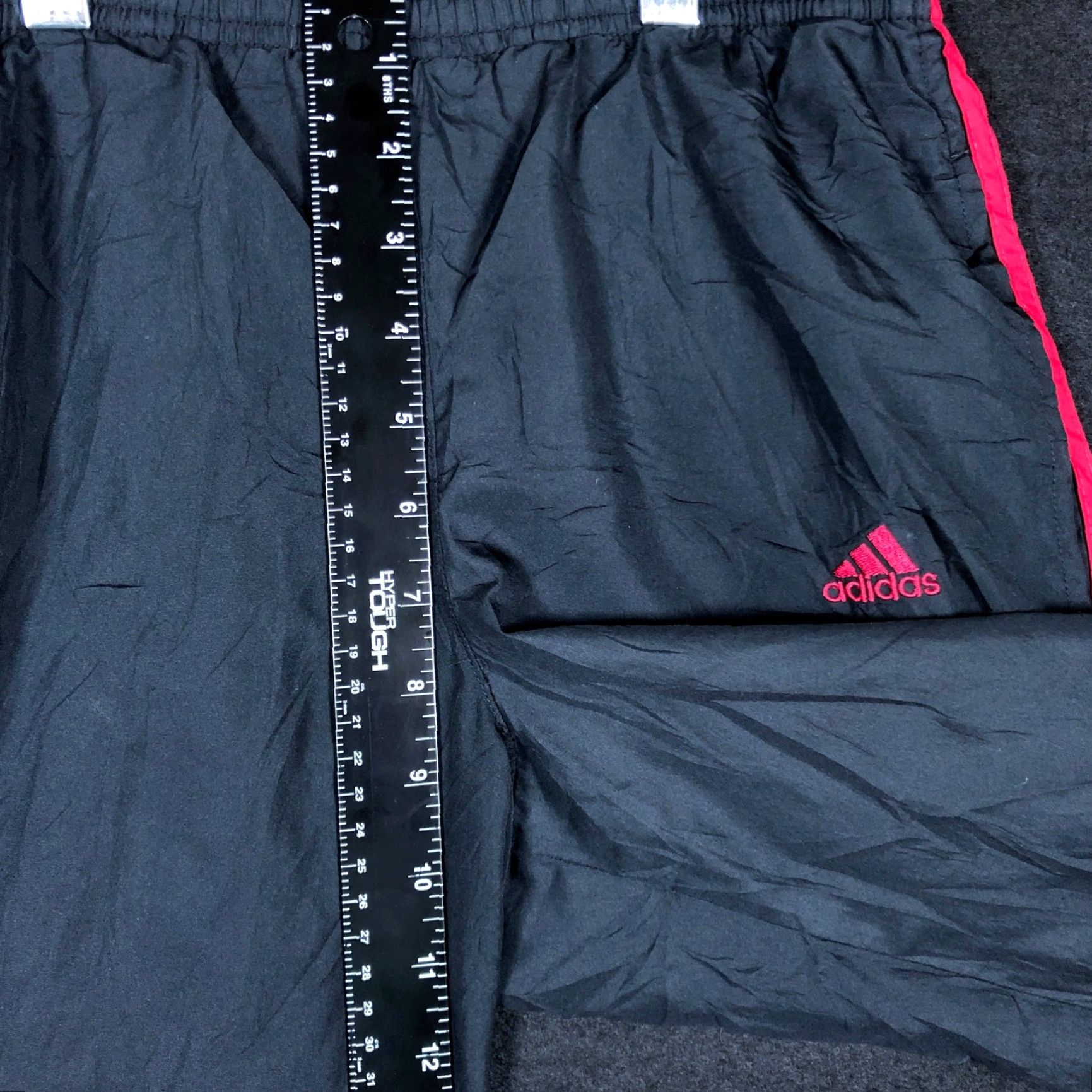 Adidas Adidas Mens Pants Black Red Rain Track Y2K Ankle Zip Drawstring Relaxed Small Size US 29 - 6 Thumbnail
