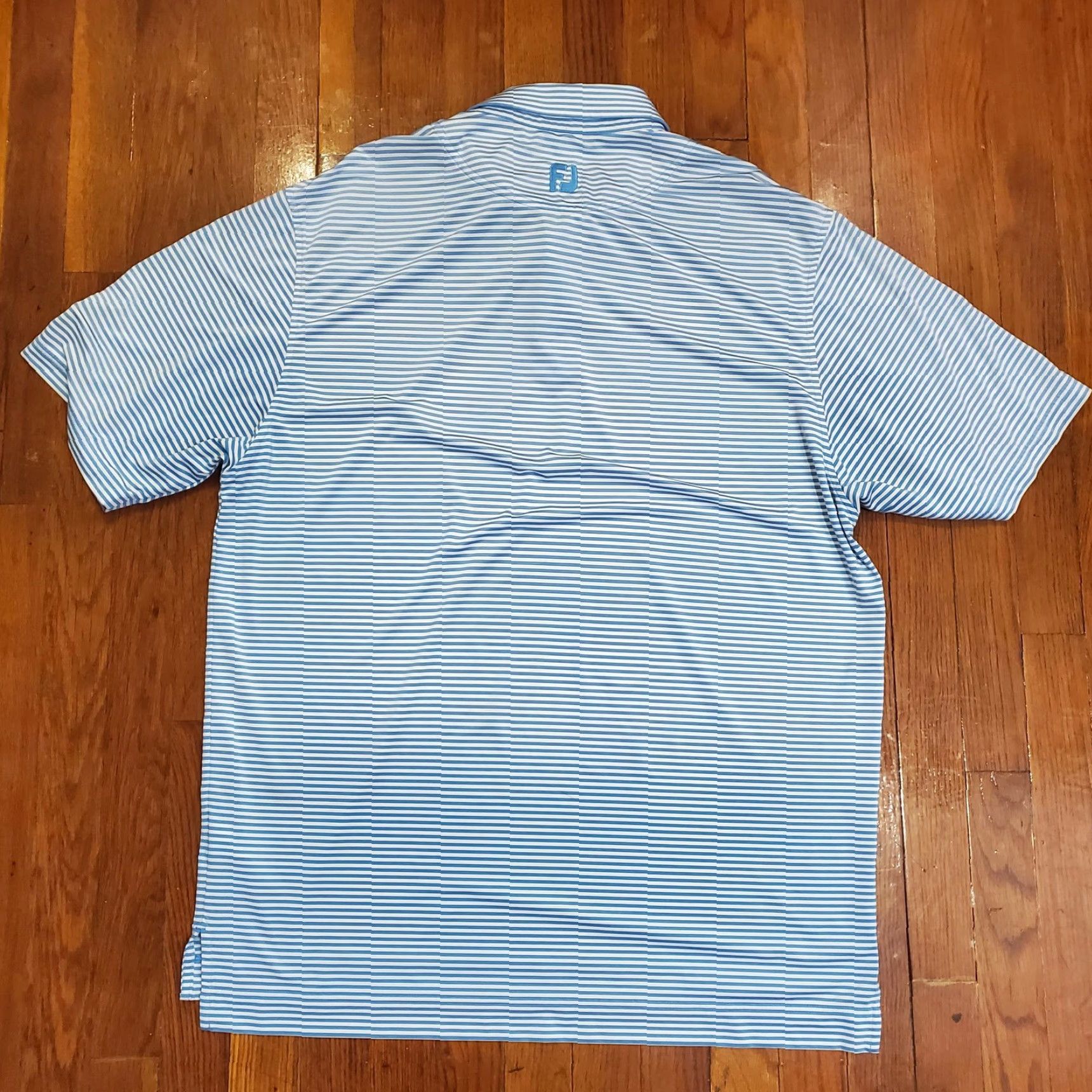 Footjoy FootJoy Polo Shirt Mens Large Blue Striped 1922 Tree Embroidery Performance Golf Shirt Size US L / EU 52-54 / 3 - 7 Thumbnail