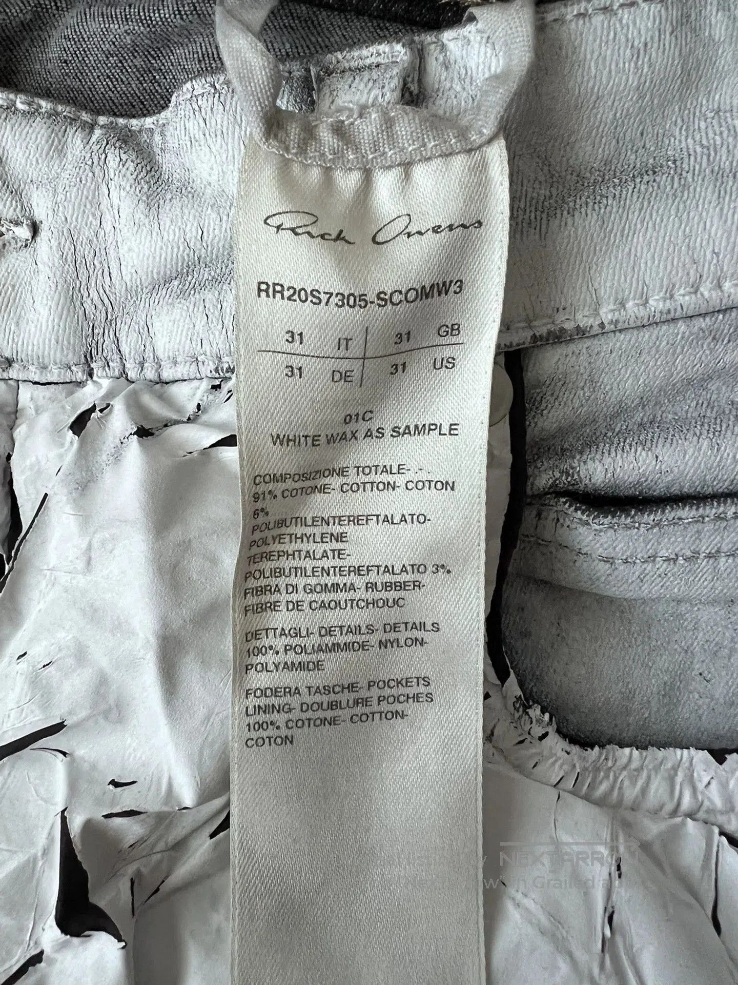 Rick Owens Rick Owens SS20 White Wax Denim Pants. Size US 31 - 4 Thumbnail