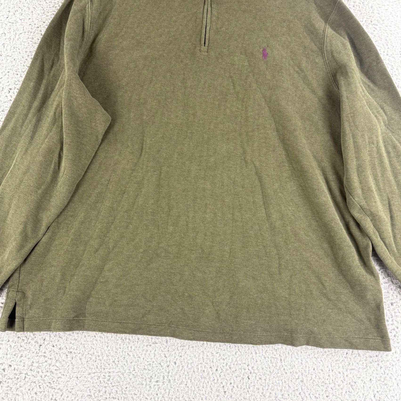 Polo Ralph Lauren Polo Ralph Lauren Sweater Mens 2XL Green 1/4 Zip Long Sleeve 100% Cotton Size US XXL / EU 58 / 5 - 4 Thumbnail