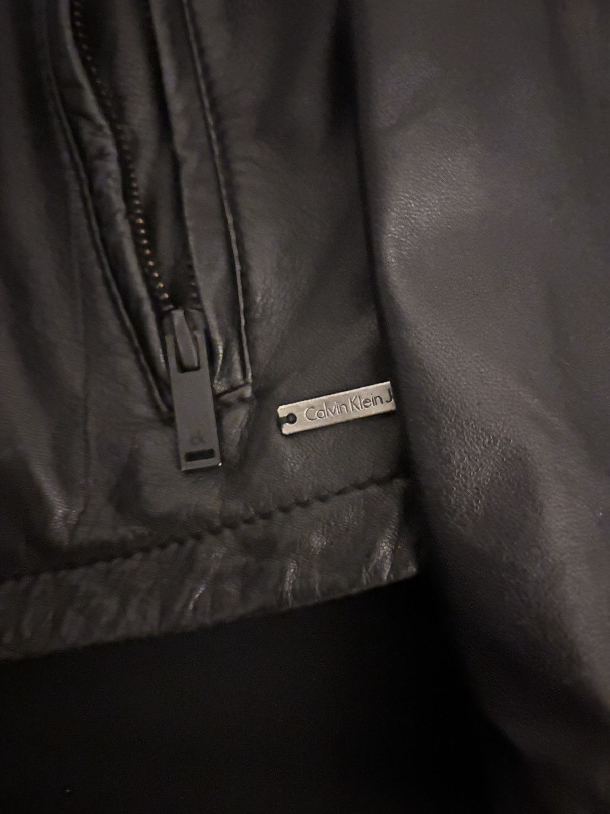 2000’s Calvin Klein a-symmetrical leather jacket
