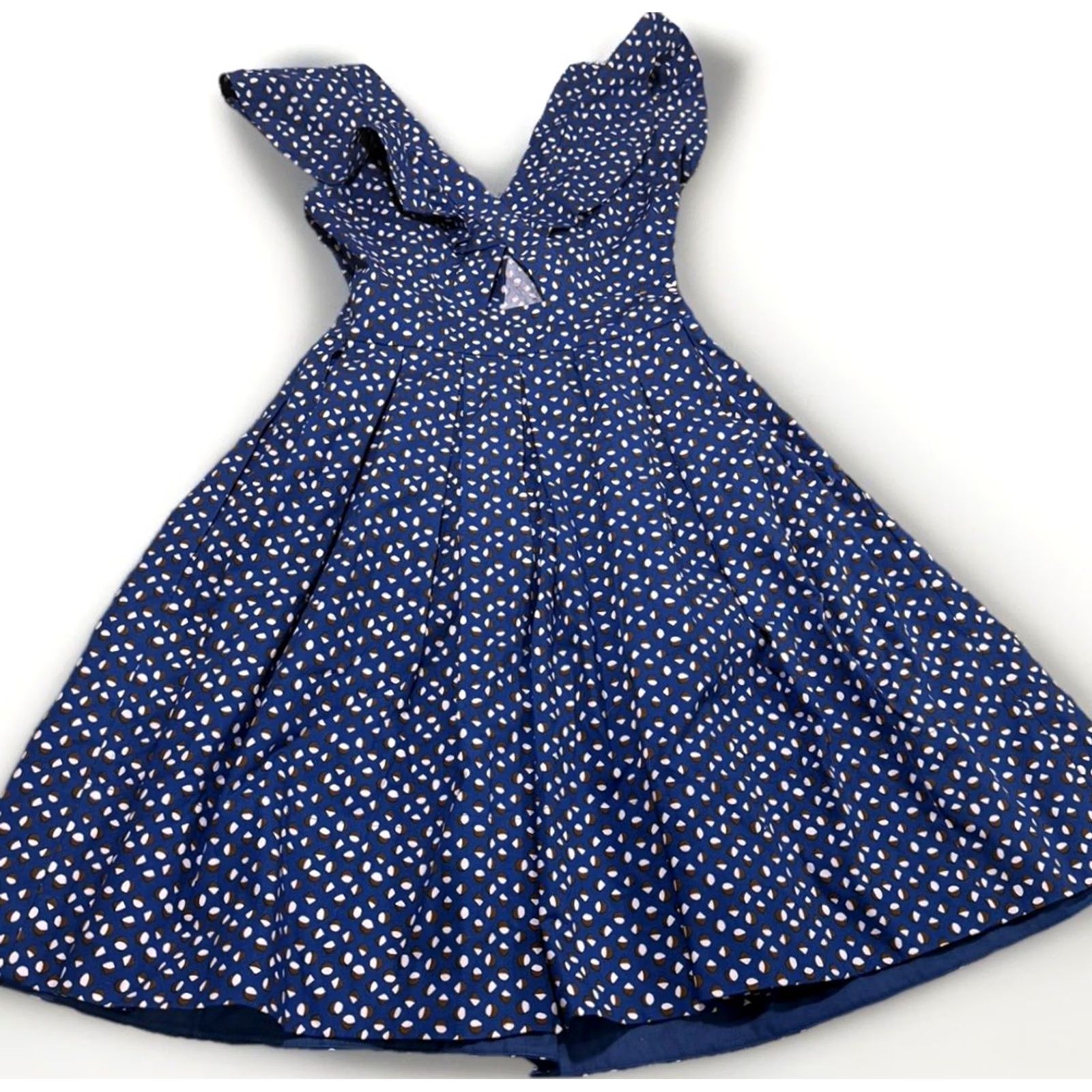 Vintage kate spade new york V Neck Geo Dot Poplin Dress Women's 0 Blue Mini Short Geometric EUC Size XS / US 0-2 / IT 36-38 - 6 Thumbnail