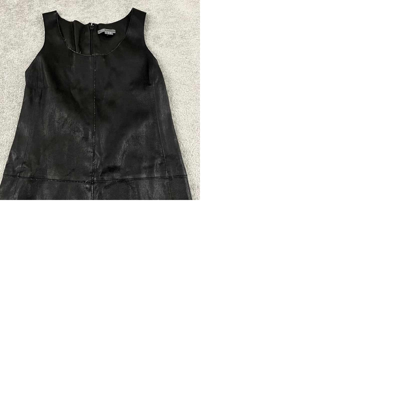 Vince Vince Dress Womens Short Leather Bodycon LBD Sleeveless Black 4 Zip Scoop Neck Stretch Pockets Classic Designer Sexy Size S / US 4 / IT 40 - 9 Thumbnail