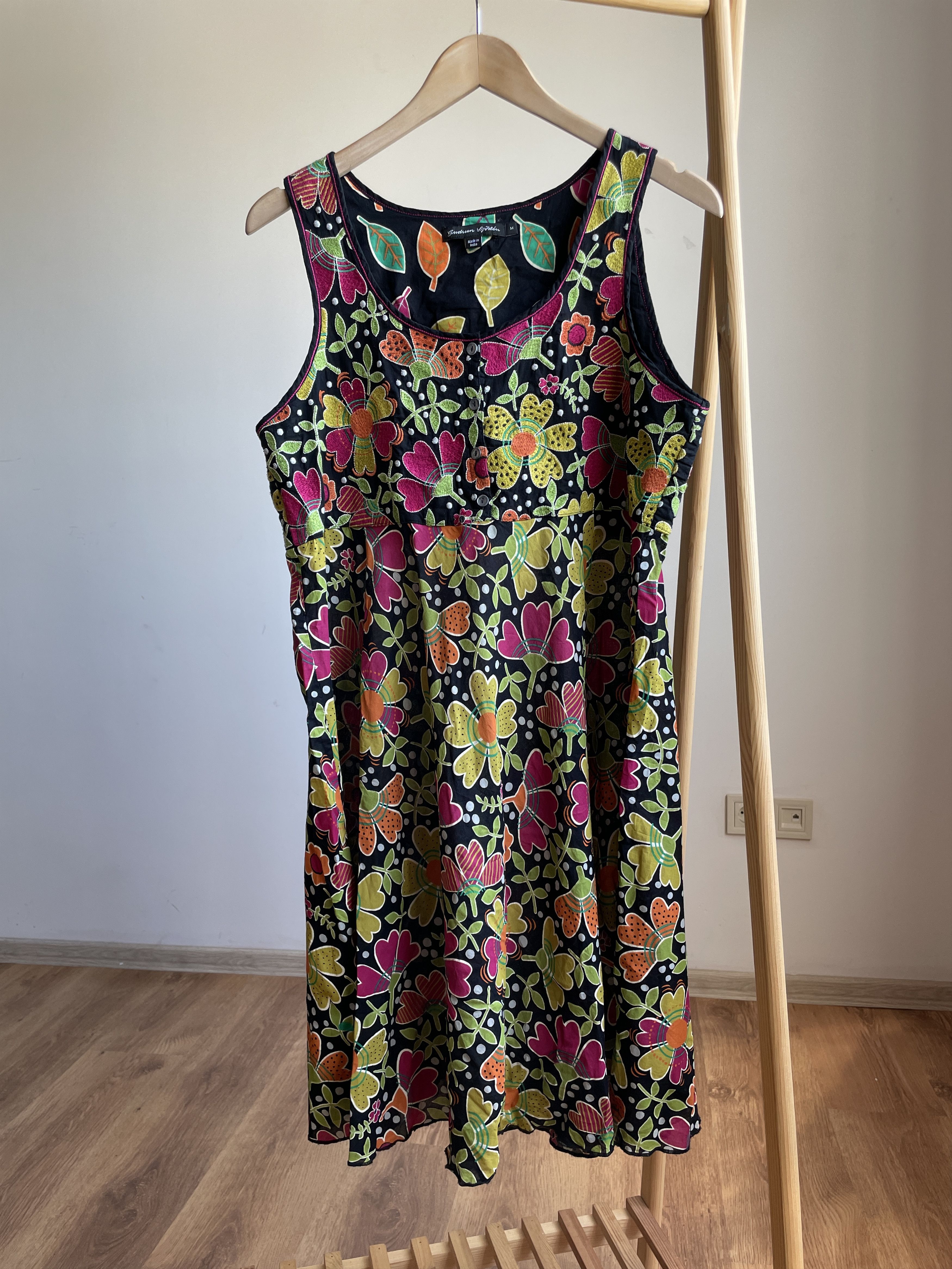 Gudrun Sjoden Gudrun Sjoden Floral Cotton Flared Midi Tank Dress Size M / US 6-8 / IT 42-44 - 1 Thumbnail