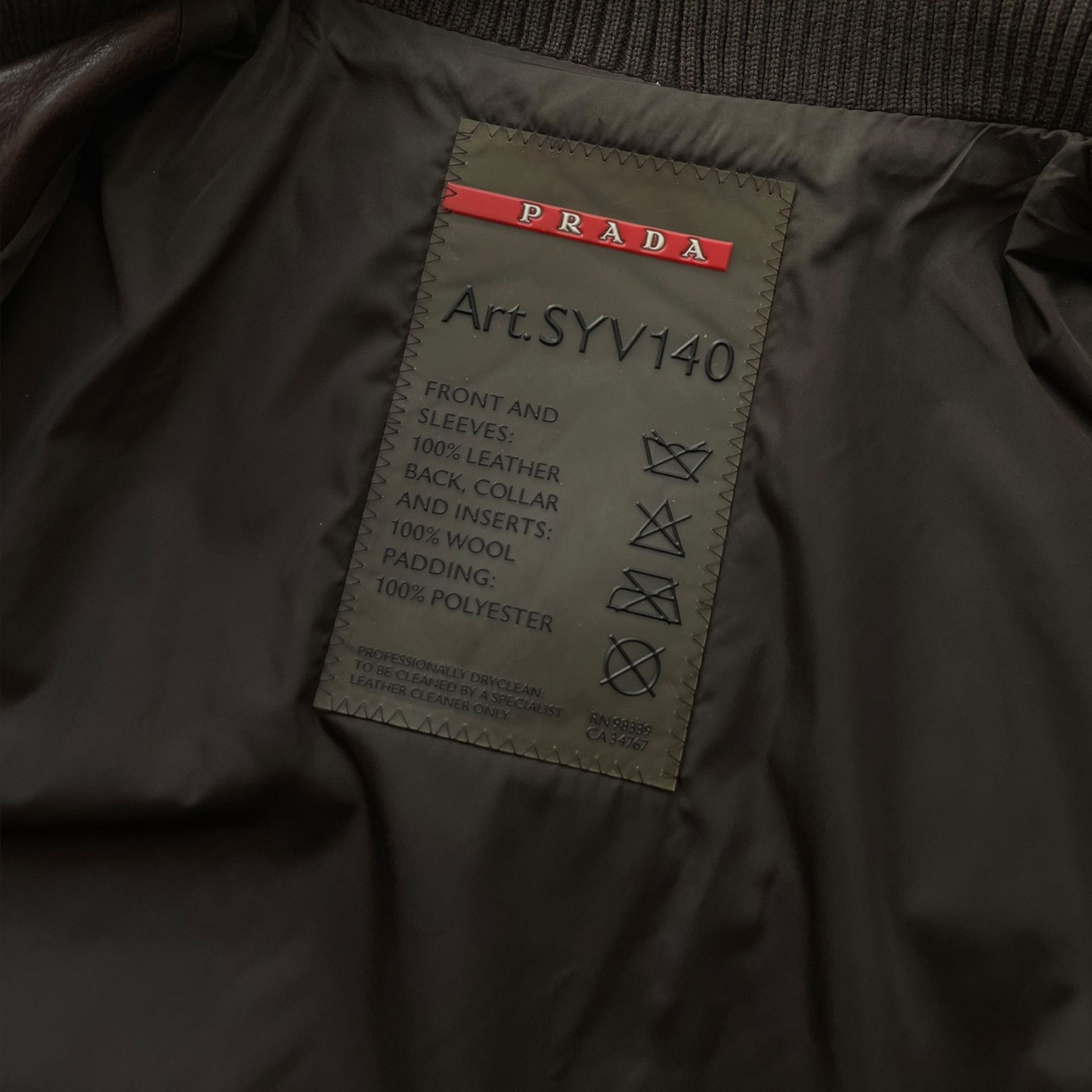 Prada Prada Leather Wool Chocolate Brown Bomber Jacket Size US L / EU 52-54 / 3 - 5 Thumbnail