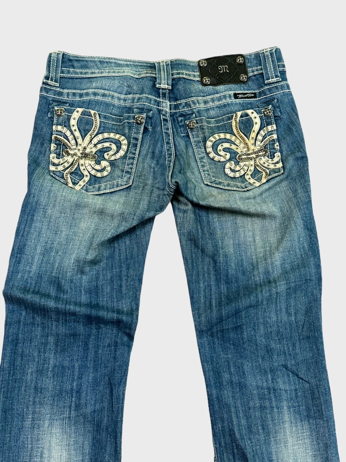 If Six Was Nine FLARE MISS ME CLAW MARK STUDDED CHAIN DENIM Size US 30 / EU 46 - 10 Thumbnail
