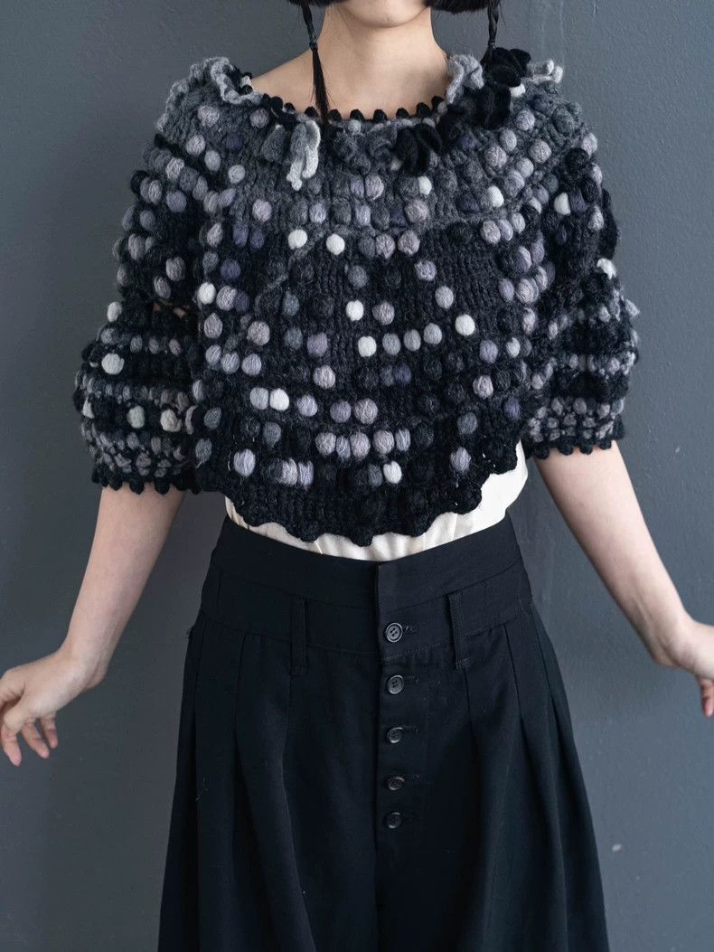 Kenzo KENZO Vintage knitted cloak jacket with beautiful puffer d Size S / US 4 / IT 40 - 8 Thumbnail