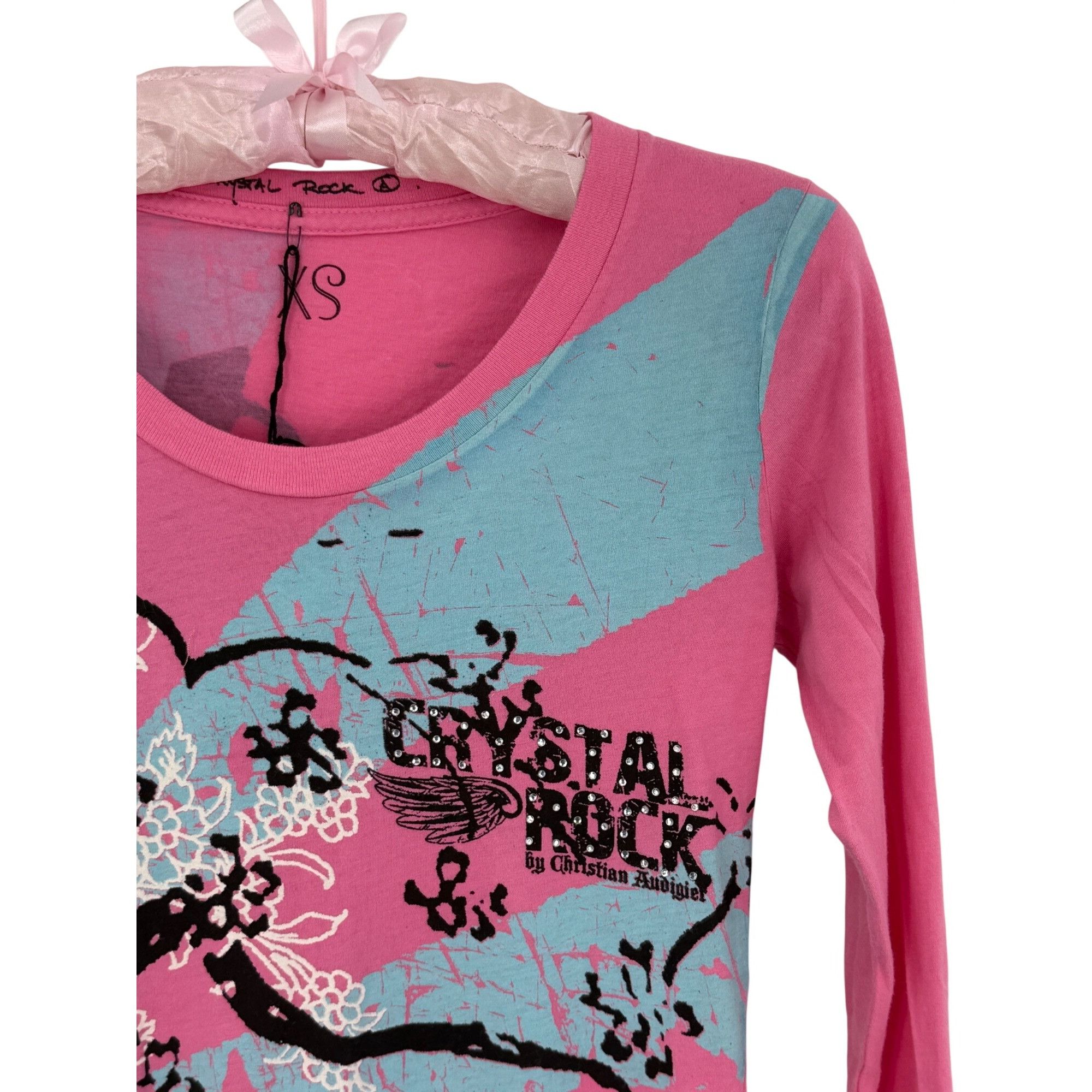 Christian Audigier NWT Ltd Ed Crystal Rock Christian Audigier Pink Rhinestone D Size XS / US 0-2 / IT 36-38 - 12 Thumbnail