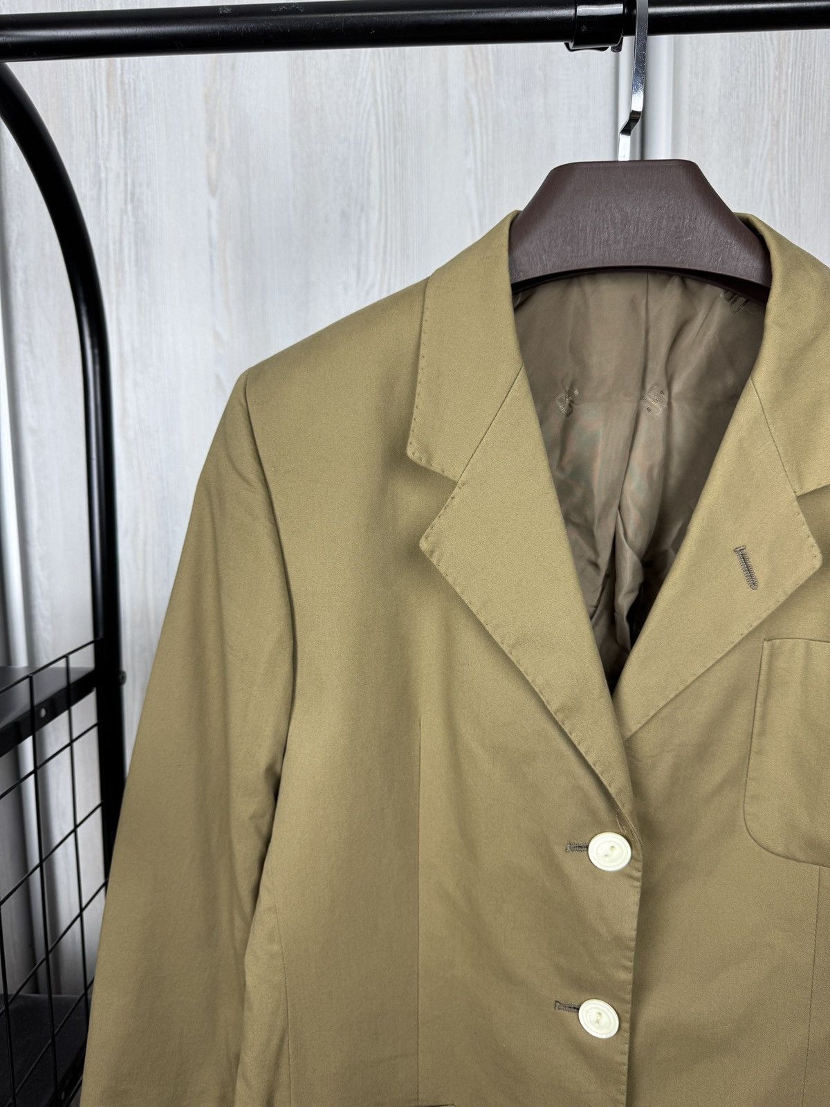 DAKS Daks London cotton beige unlined 3 button blazer Size L / US 10 / IT 46 - 3 Thumbnail