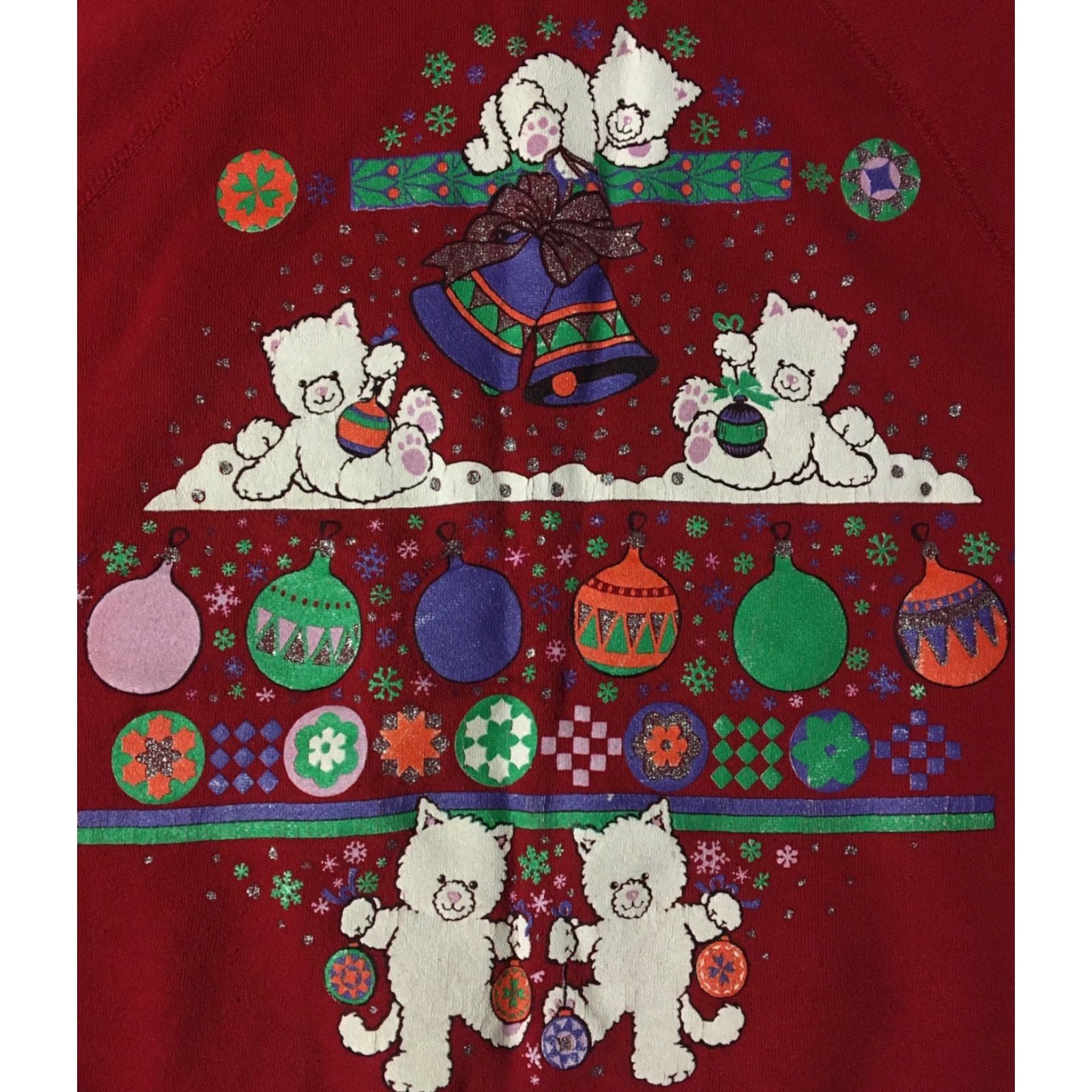 Vintage VINTAGE 80s Christmas Cats Sweatshirt Men S Red USA MBC Pullover Santa Cartoon Grunge Snow Holidays 90s Size US S / EU 44-46 / 1 - 2 Thumbnail