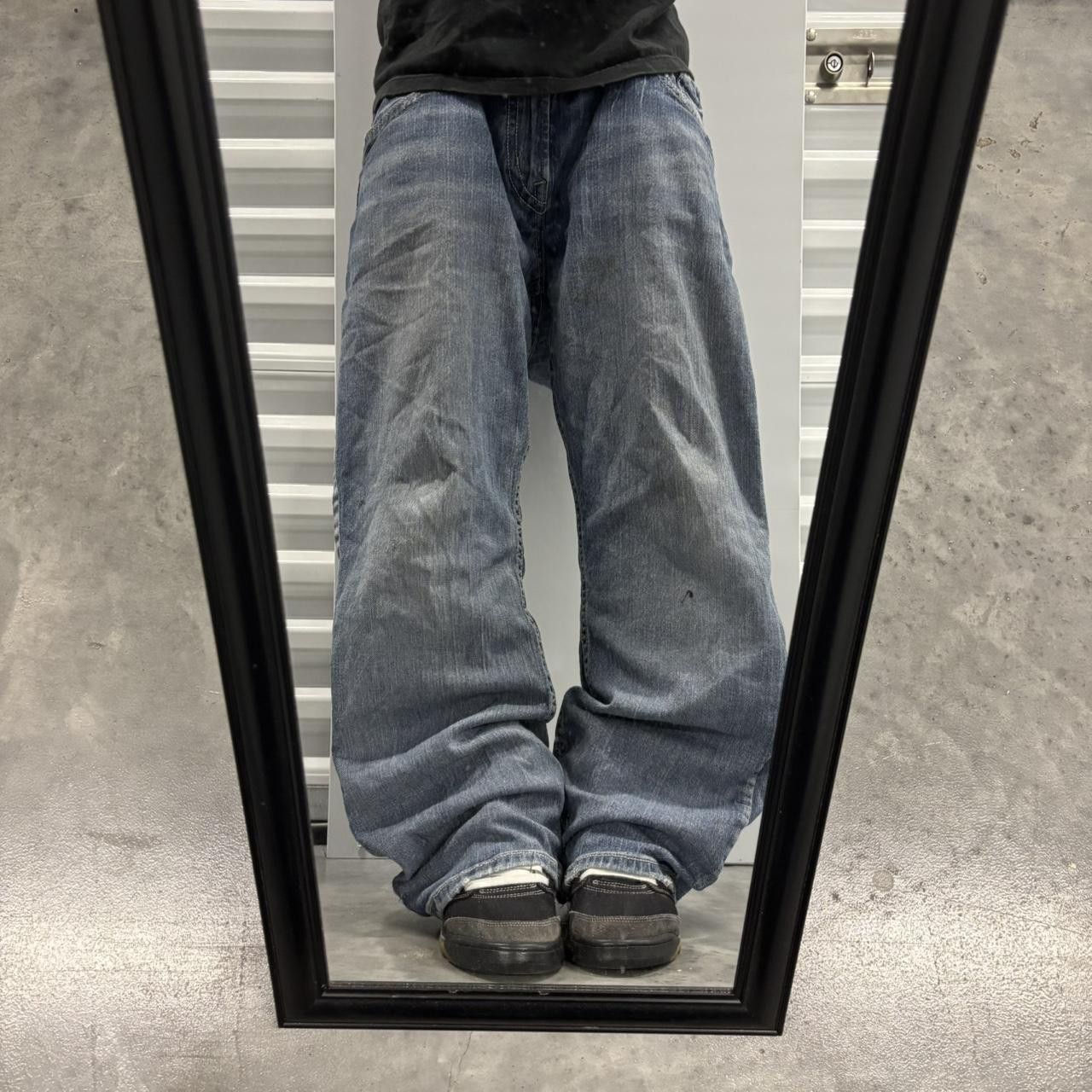 Japanese Brand × Vintage Crazy Vintage Y2K/2000s Baggy Grunge Dark Wash Skater Denim Jeans! Size US 38 / EU 54 - 1 Thumbnail