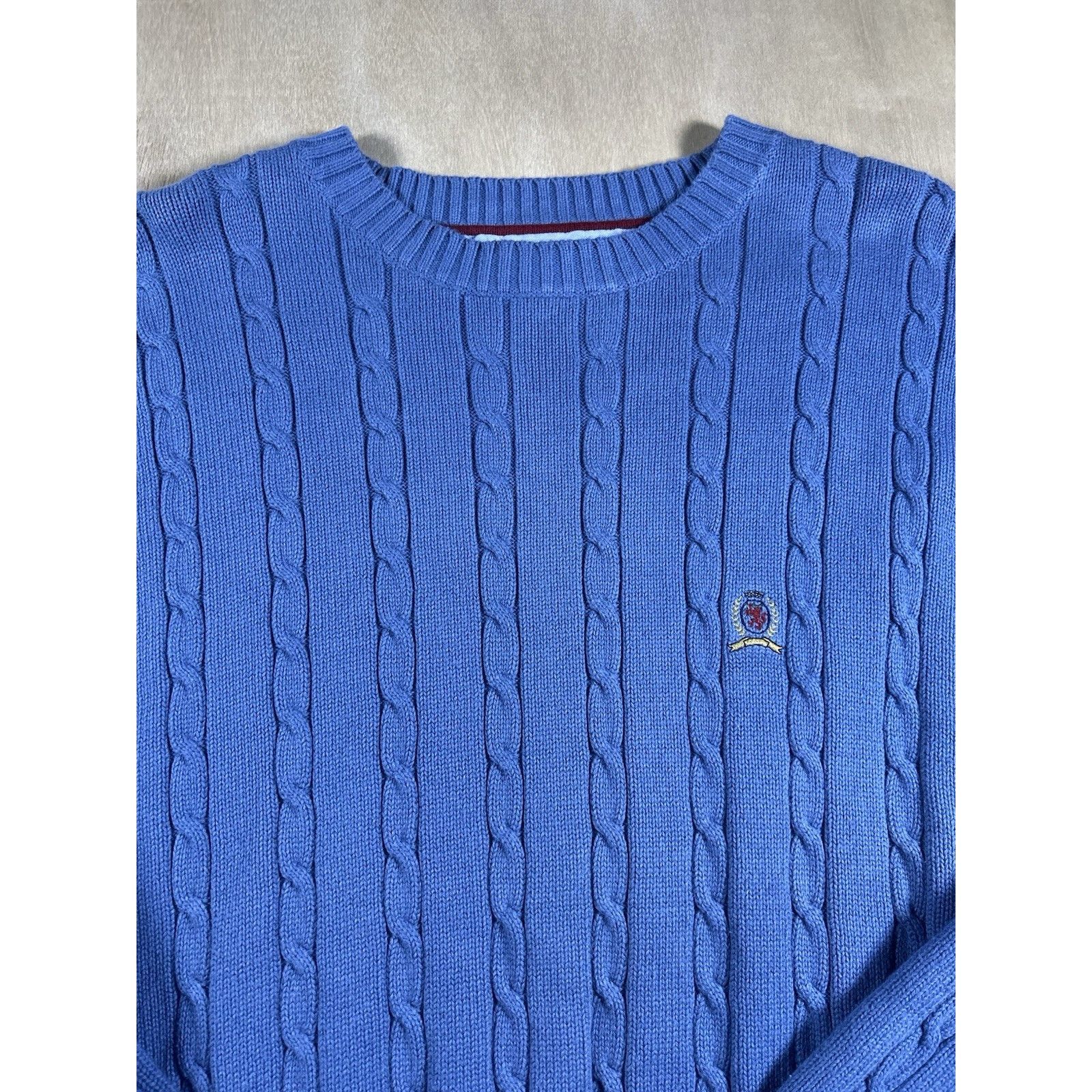 Tommy Hilfiger Tommy Hilfiger Blue Cable Knit Sweater Men Size XL Cotton Size US XL / EU 56 / 4 - 3 Thumbnail